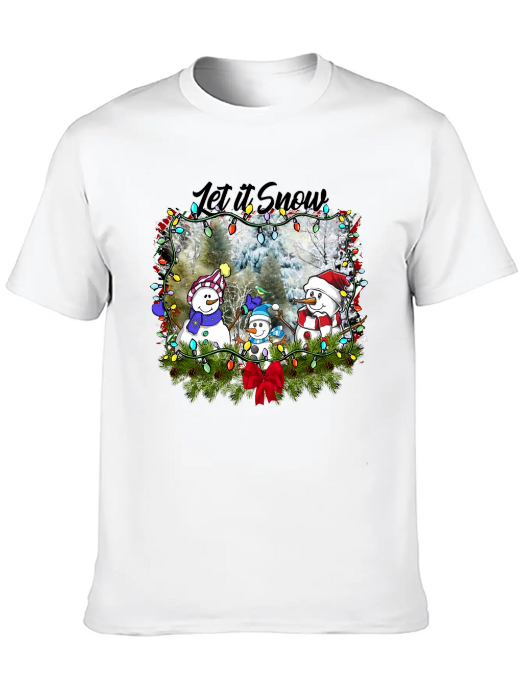 "Let It Snow Let It Snow Let It Snow" Christmas Basic Graphic T-Shirt – Daily Comfort In Soft Cotton