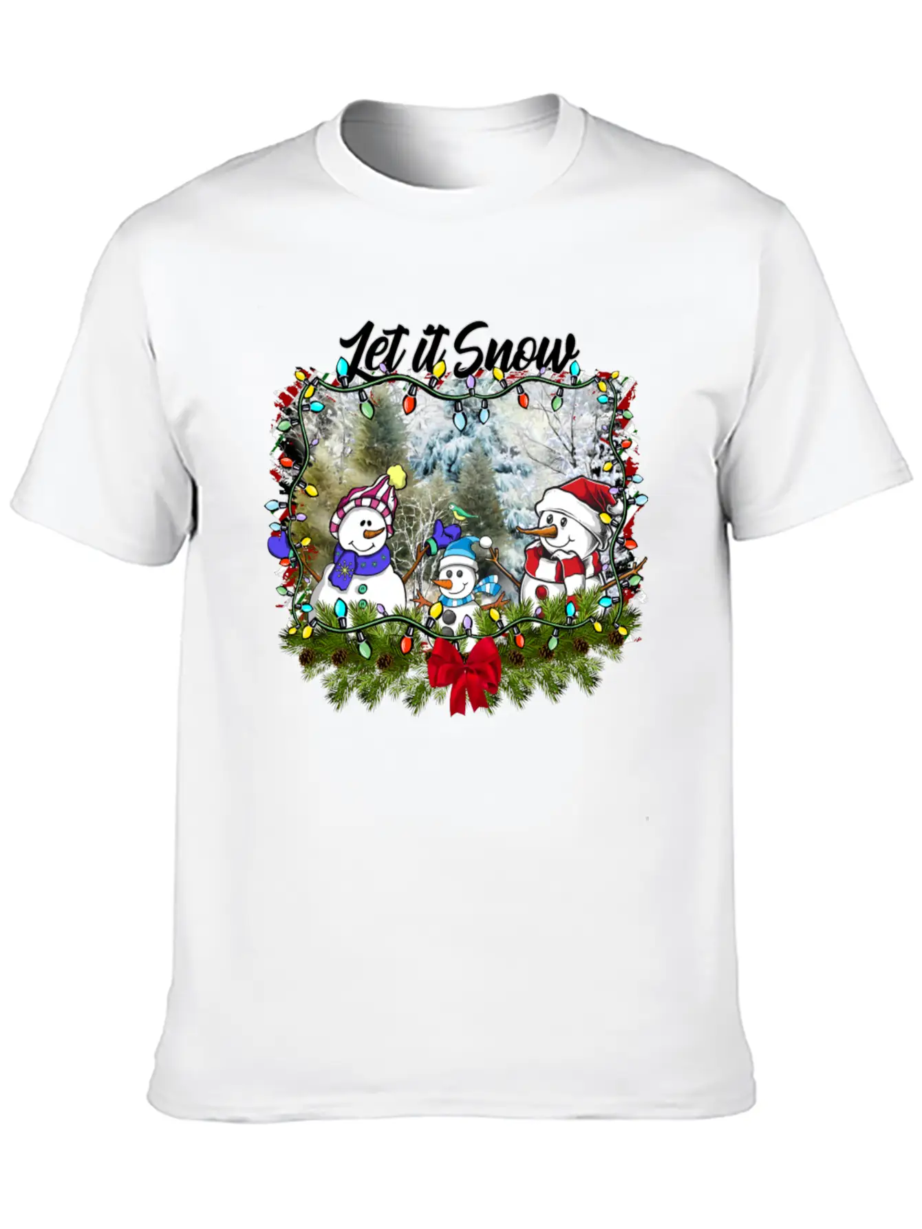 "Let It Snow Let It Snow Let It Snow" Christmas Basic Graphic T-Shirt – Daily Comfort In Soft Cotton