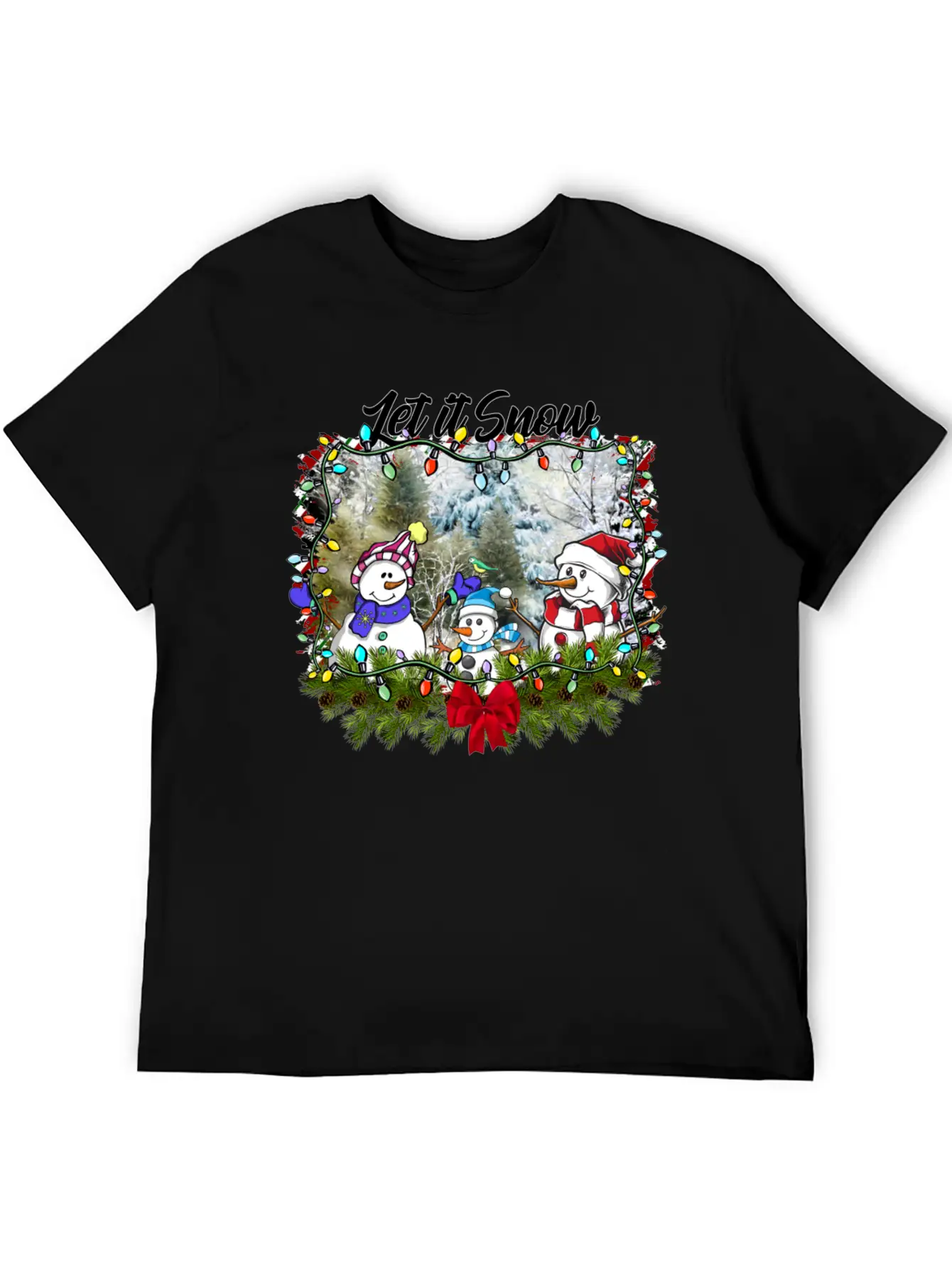 "Let It Snow Let It Snow Let It Snow" Christmas Basic Graphic T-Shirt – Daily Comfort In Soft Cotton