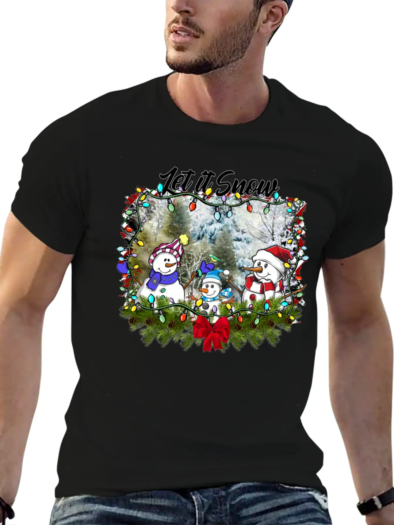 "Let It Snow Let It Snow Let It Snow" Christmas Basic Graphic T-Shirt – Daily Comfort In Soft Cotton