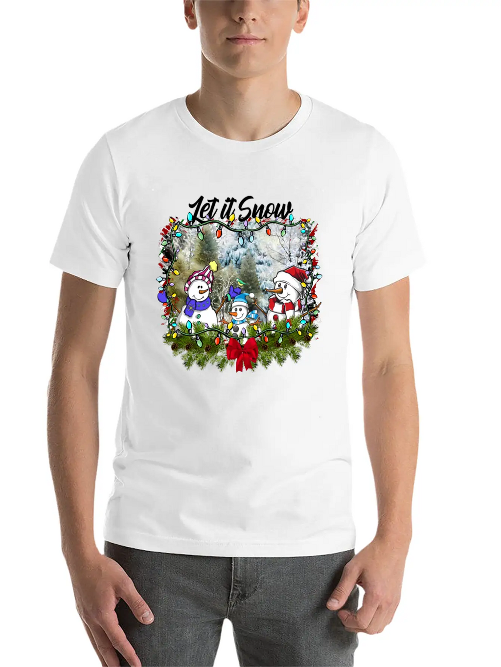 "Let It Snow Let It Snow Let It Snow" Christmas Basic Graphic T-Shirt – Daily Comfort In Soft Cotton
