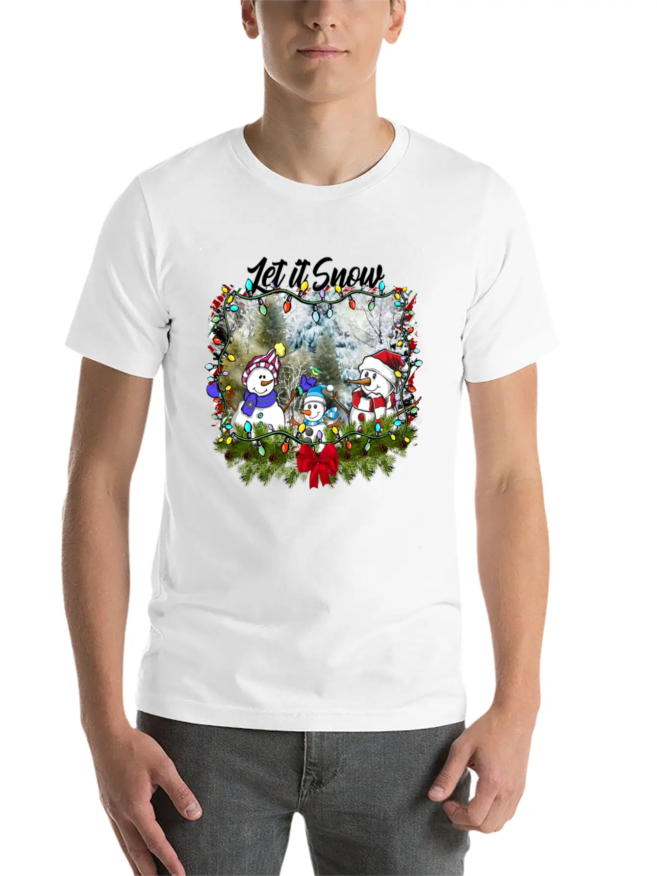 "Let It Snow Let It Snow Let It Snow" Christmas Basic Graphic T-Shirt – Daily Comfort In Soft Cotton