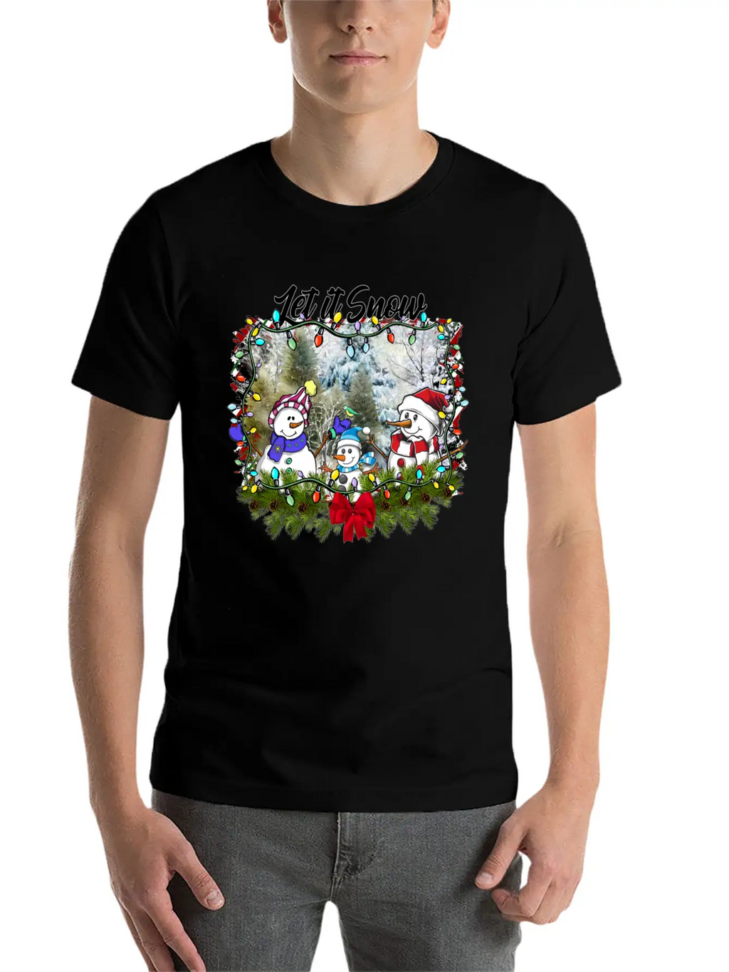"Let It Snow Let It Snow Let It Snow" Christmas Basic Graphic T-Shirt – Daily Comfort In Soft Cotton