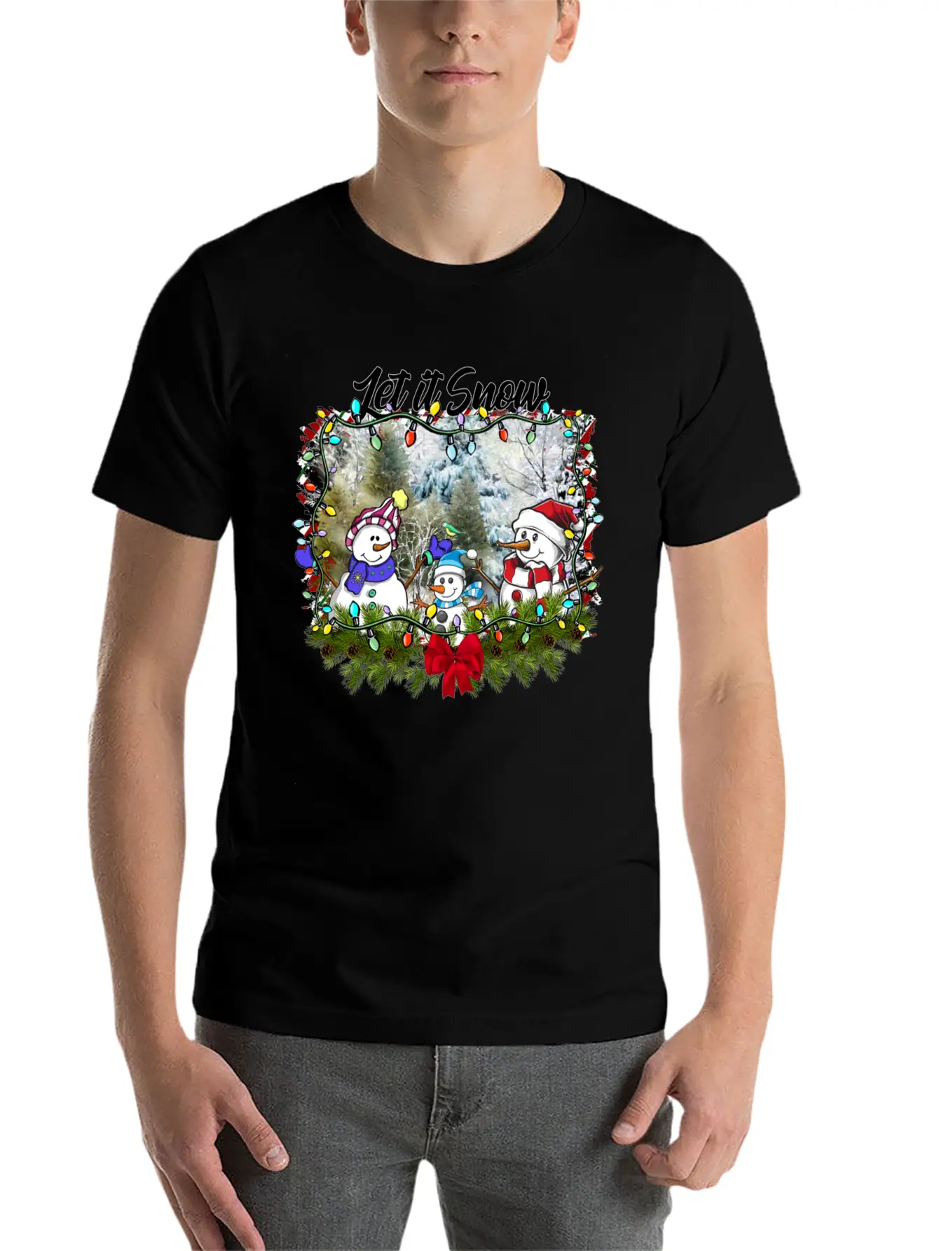 "Let It Snow Let It Snow Let It Snow" Christmas Basic Graphic T-Shirt – Daily Comfort In Soft Cotton
