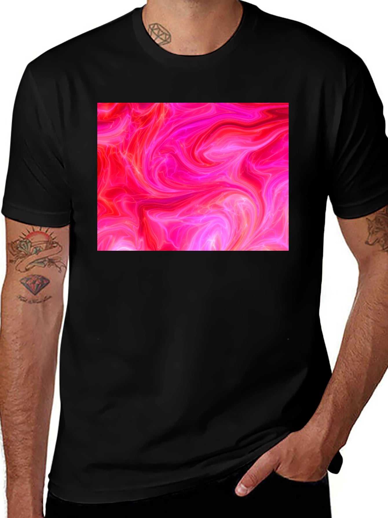 Abstract Pink Swirl Graphic Tee - Modern Style