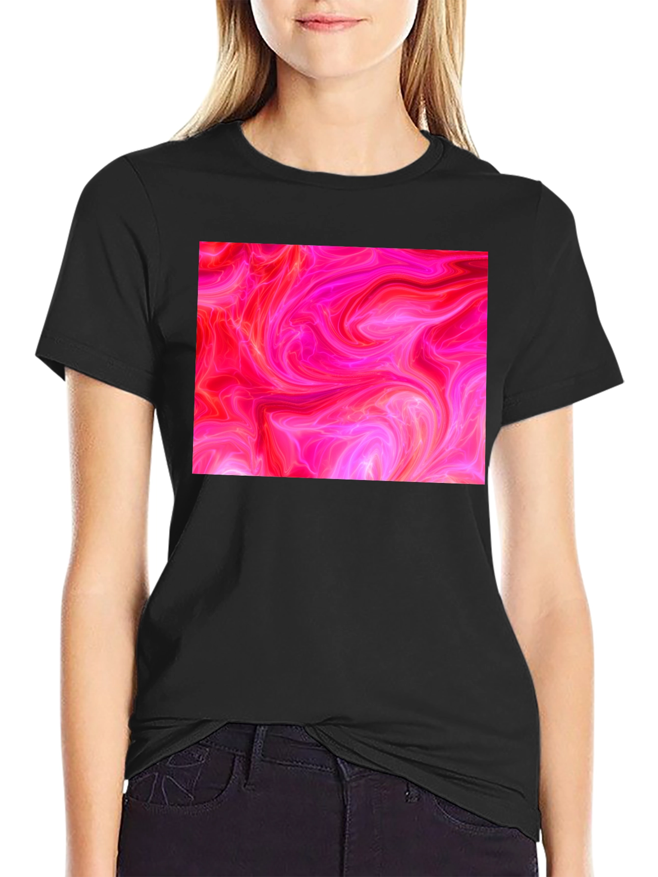 Abstract Pink Swirl Graphic Tee - Modern Style