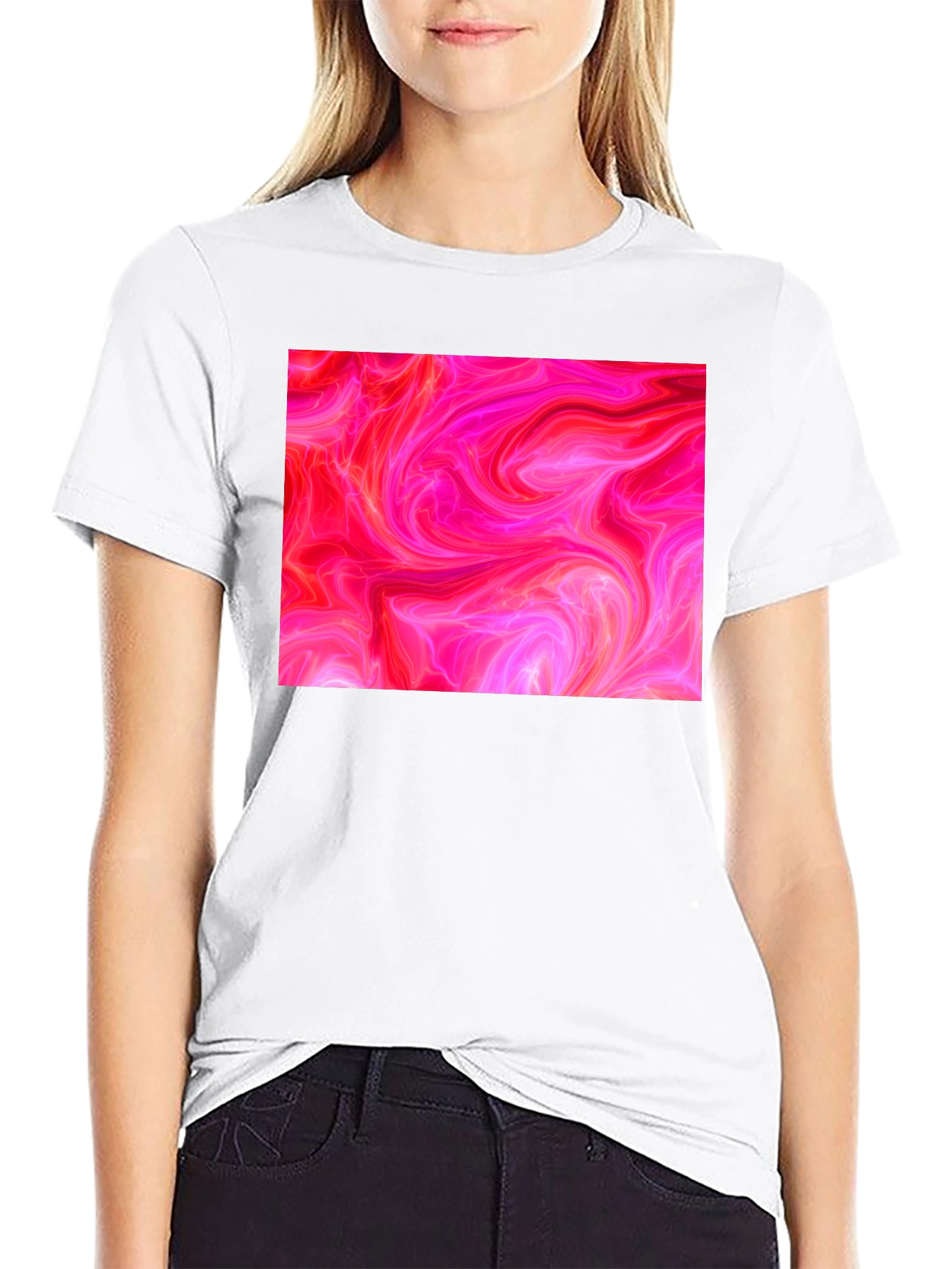 Abstract Pink Swirl Graphic Tee - Modern Style