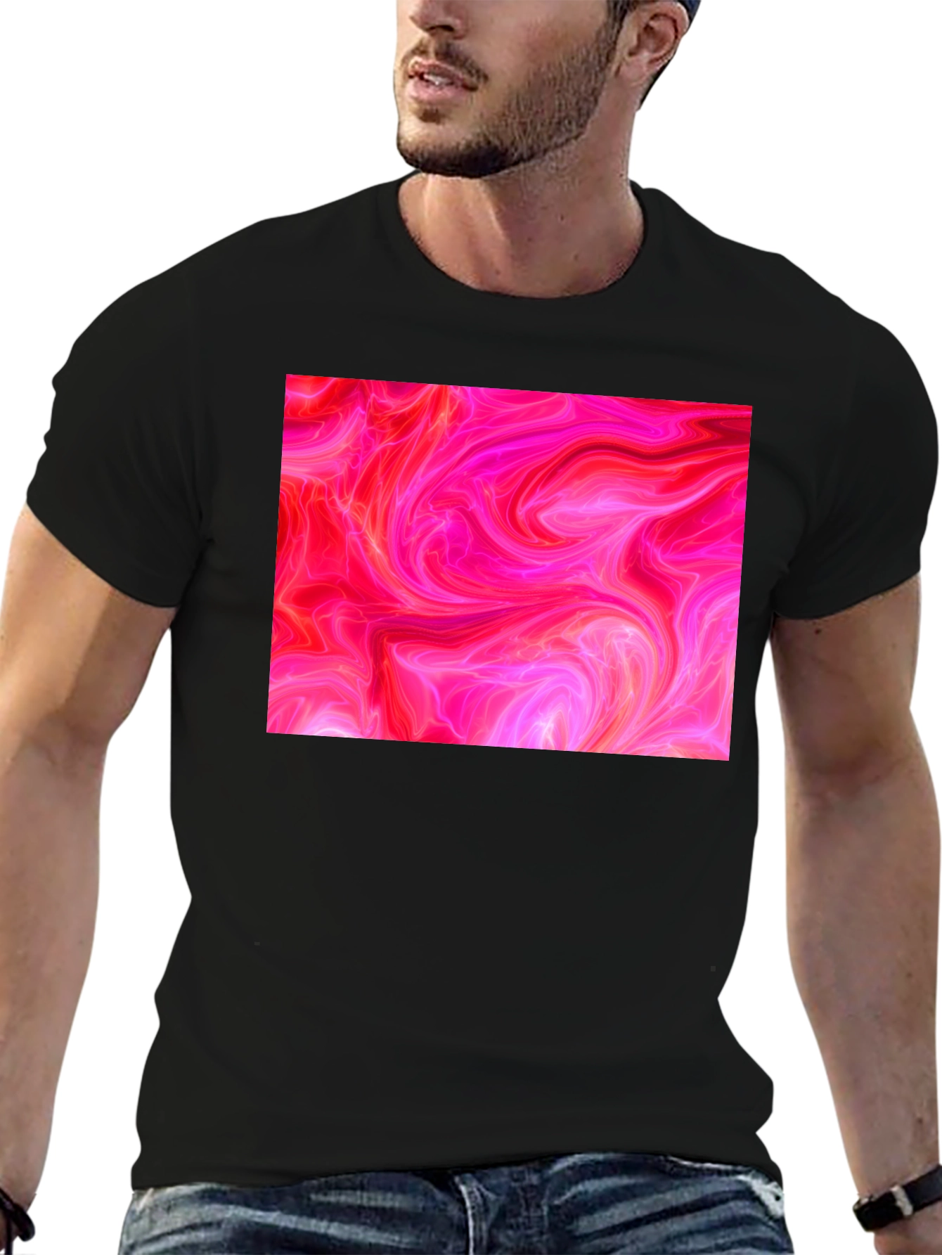 Abstract Pink Swirl Graphic Tee - Modern Style