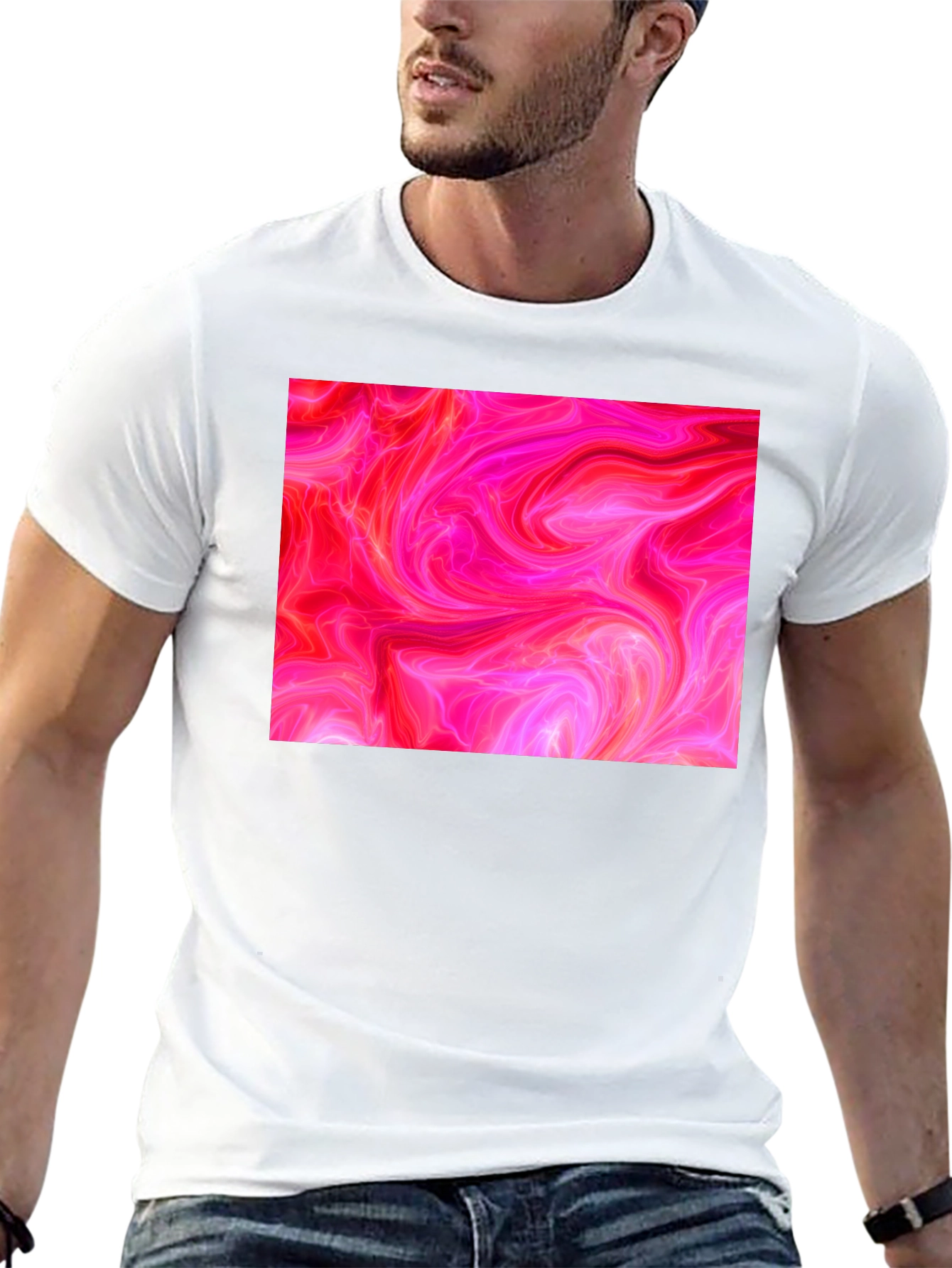 Abstract Pink Swirl Graphic Tee - Modern Style