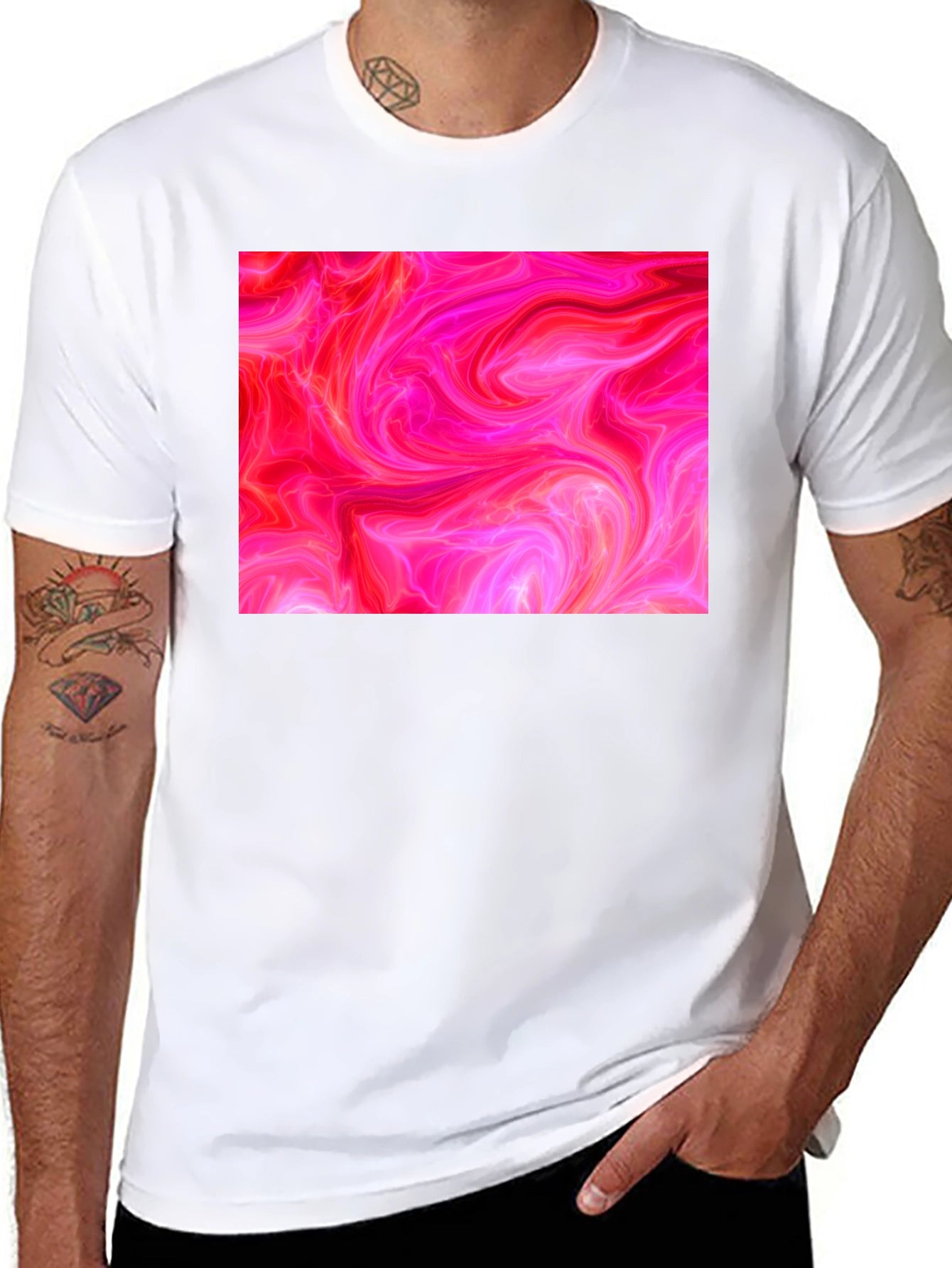 Abstract Pink Swirl Graphic Tee - Modern Style