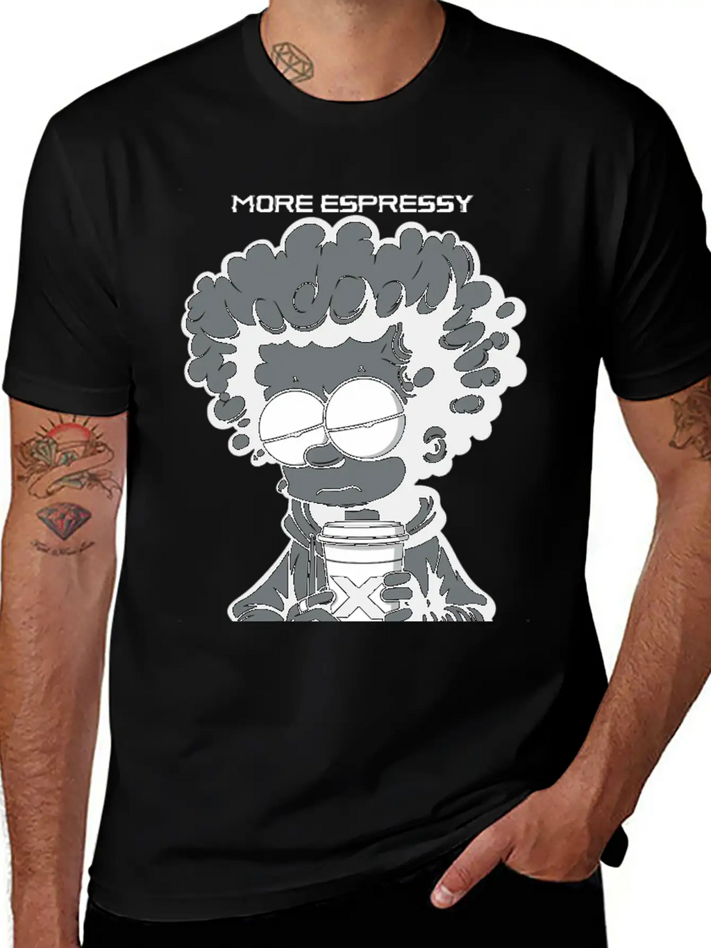 "More Espressy Less Depressy" By ART1SAN Basic Graphic T-Shirt – Daily Comfort In Soft Cotton