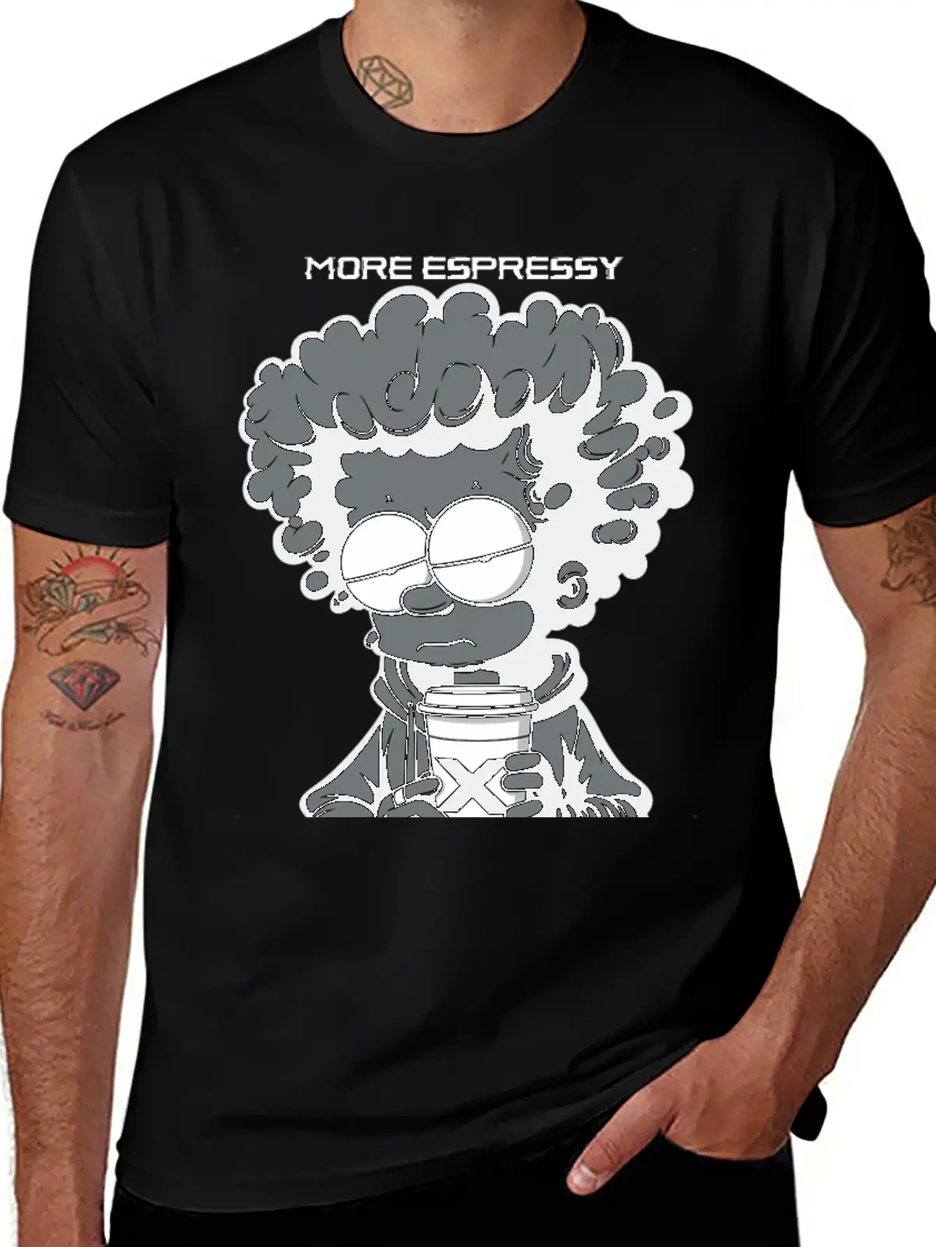 "More Espressy Less Depressy" By ART1SAN Basic Graphic T-Shirt – Daily Comfort In Soft Cotton