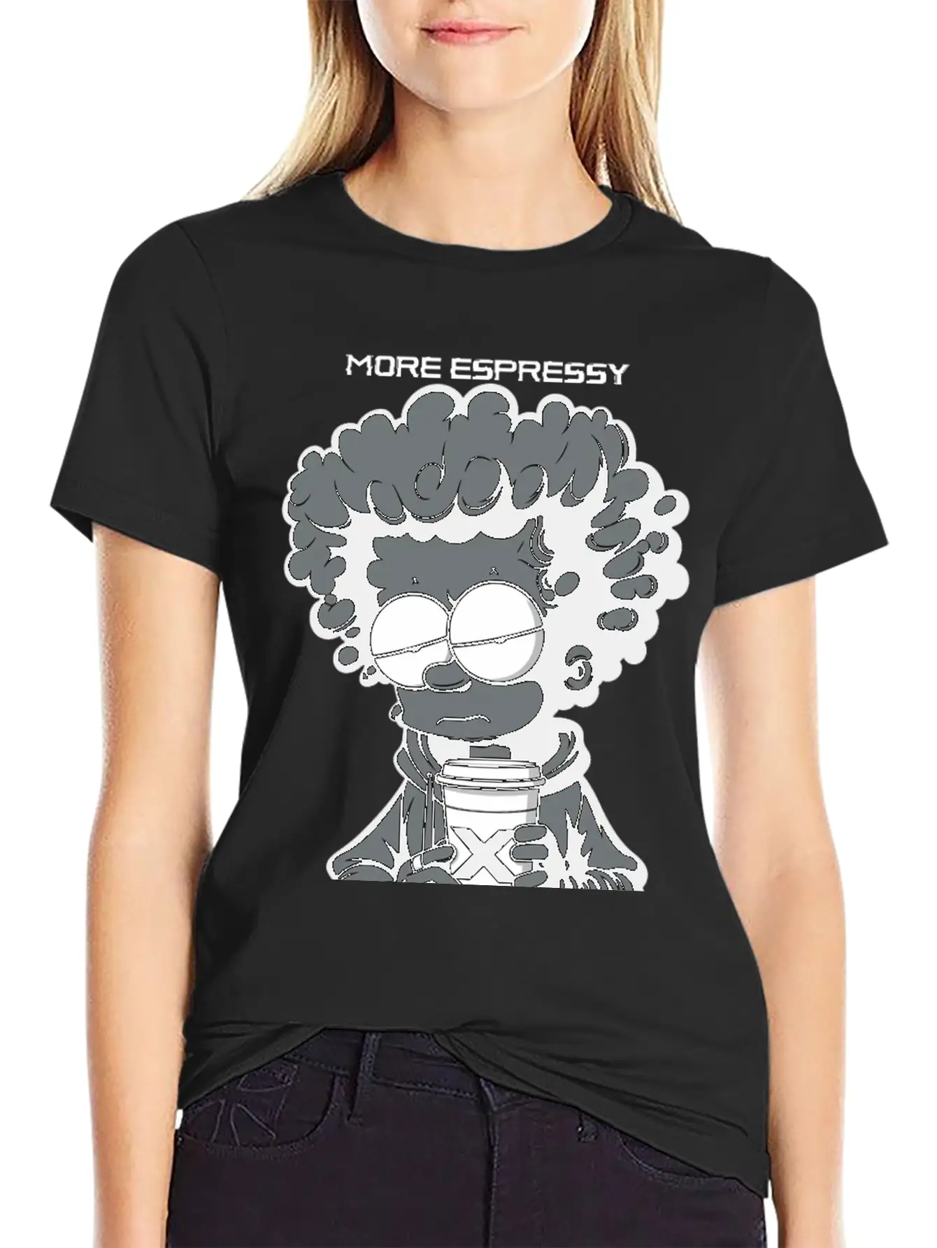 "More Espressy Less Depressy" By ART1SAN Basic Graphic T-Shirt – Daily Comfort In Soft Cotton