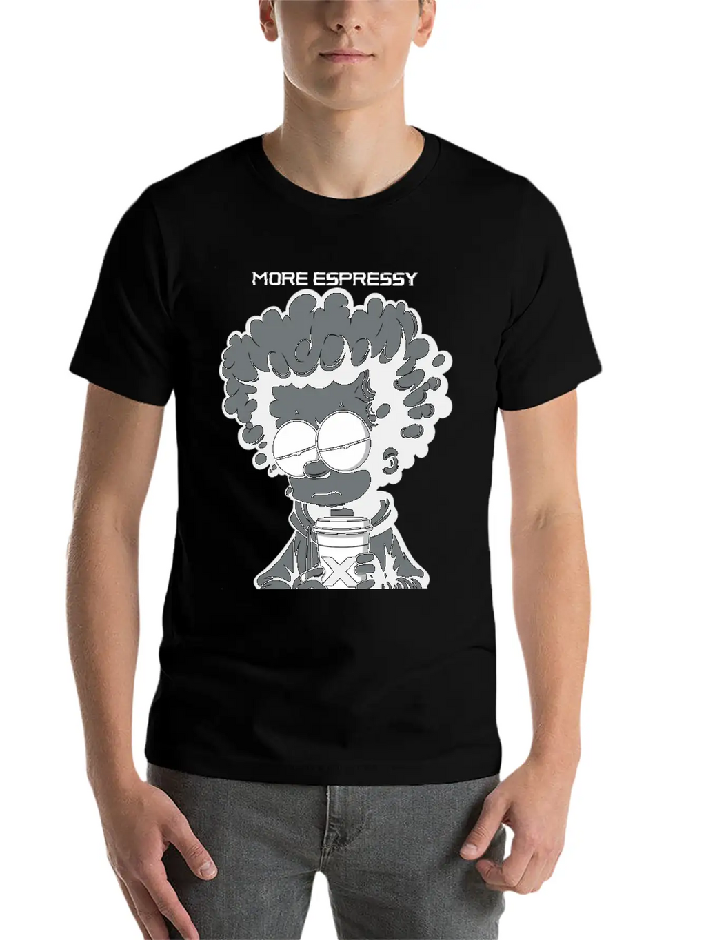 "More Espressy Less Depressy" By ART1SAN Basic Graphic T-Shirt – Daily Comfort In Soft Cotton