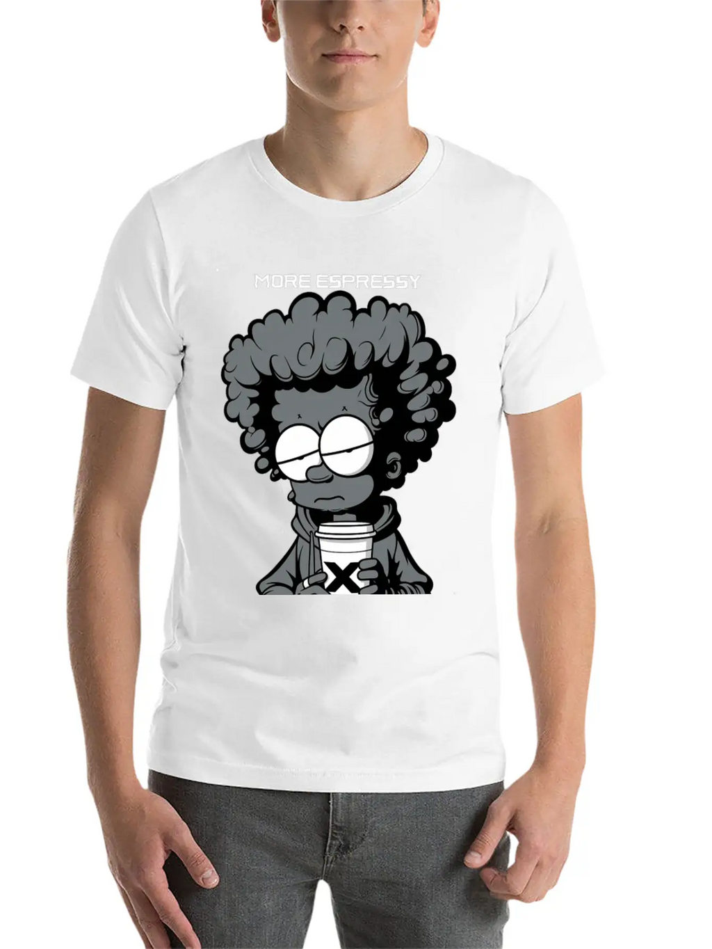 "More Espressy Less Depressy" By ART1SAN Basic Graphic T-Shirt – Daily Comfort In Soft Cotton