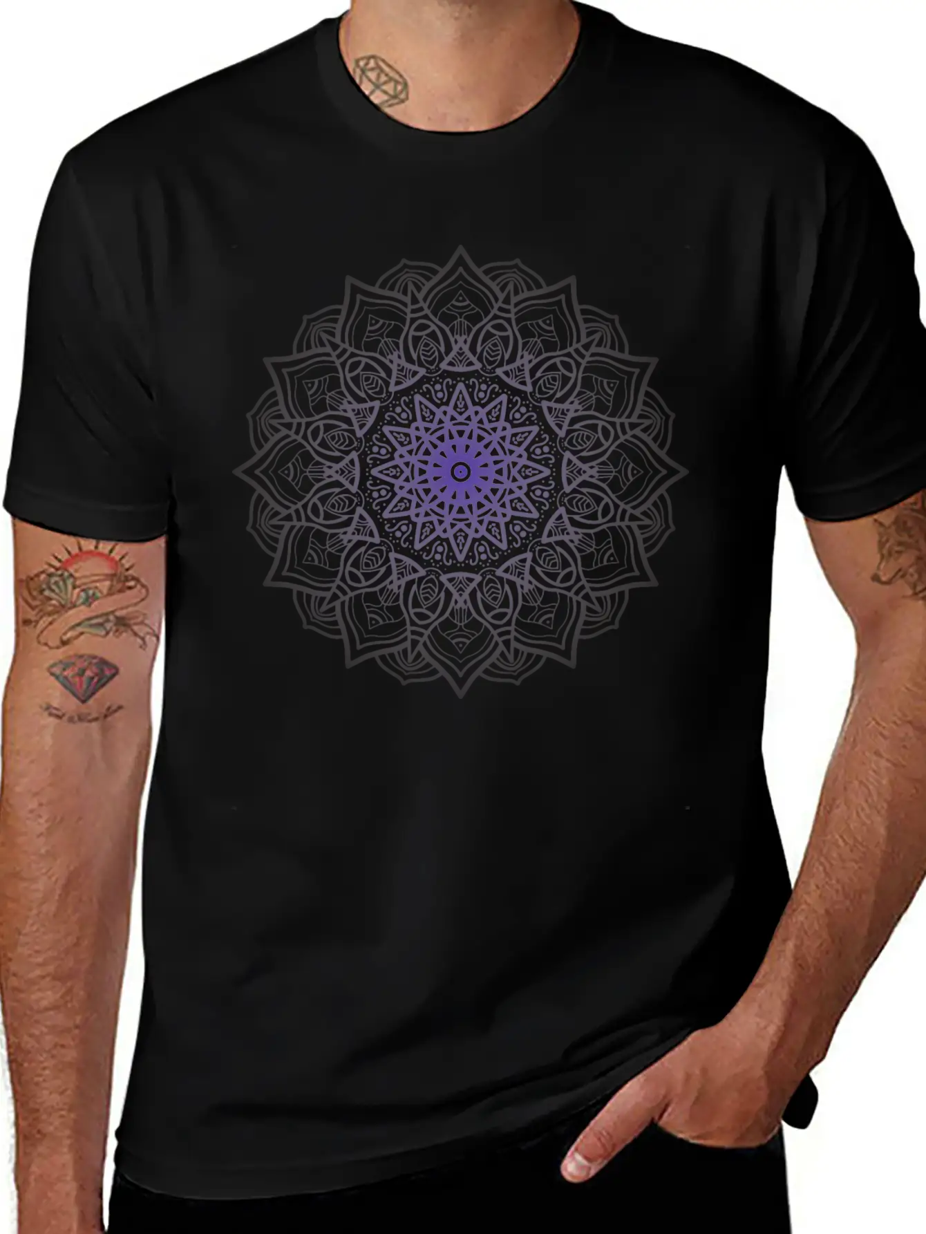 Multi-Color Mandala Digital Art Tee Classic Fit Graphic Tee For Daily Comfort – Unisex Cotton Shirt