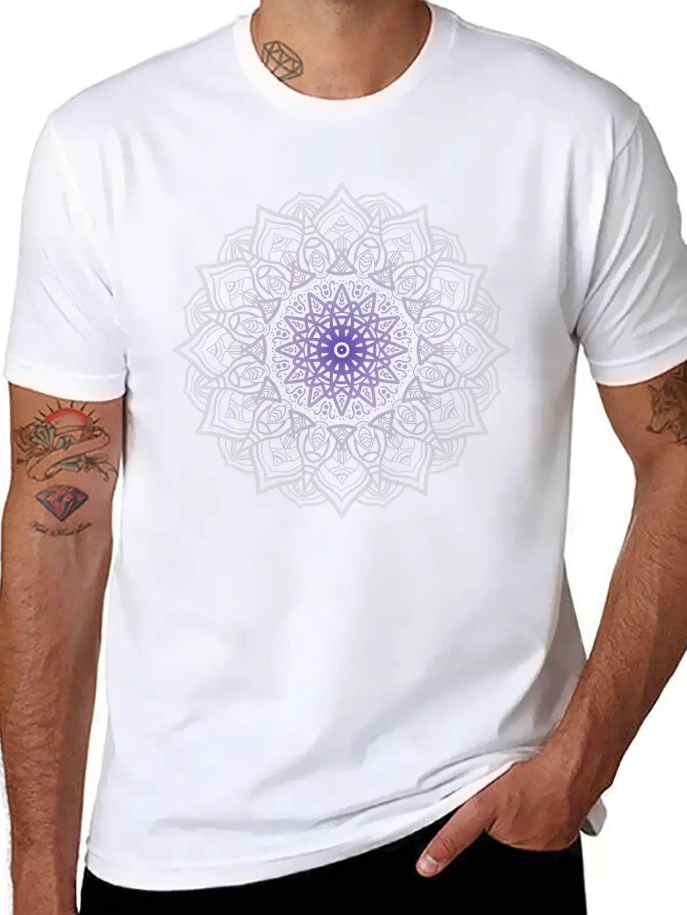 Multi-Color Mandala Digital Art Tee Classic Fit Graphic Tee For Daily Comfort – Unisex Cotton Shirt