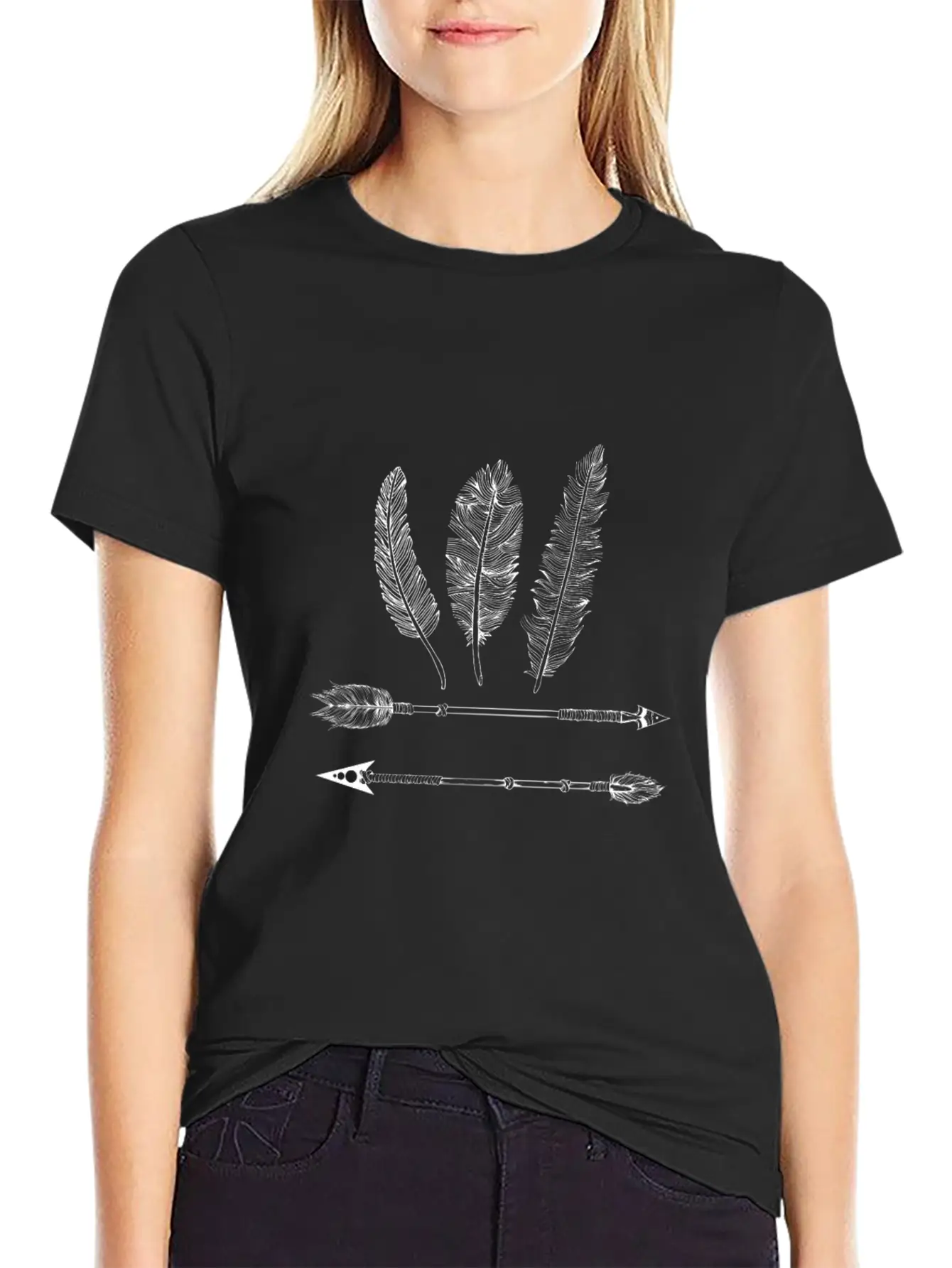 Native American Feather And Arrow Classic Fit Graphic Tee For Daily Comfort – Unisex Cotton Shirt