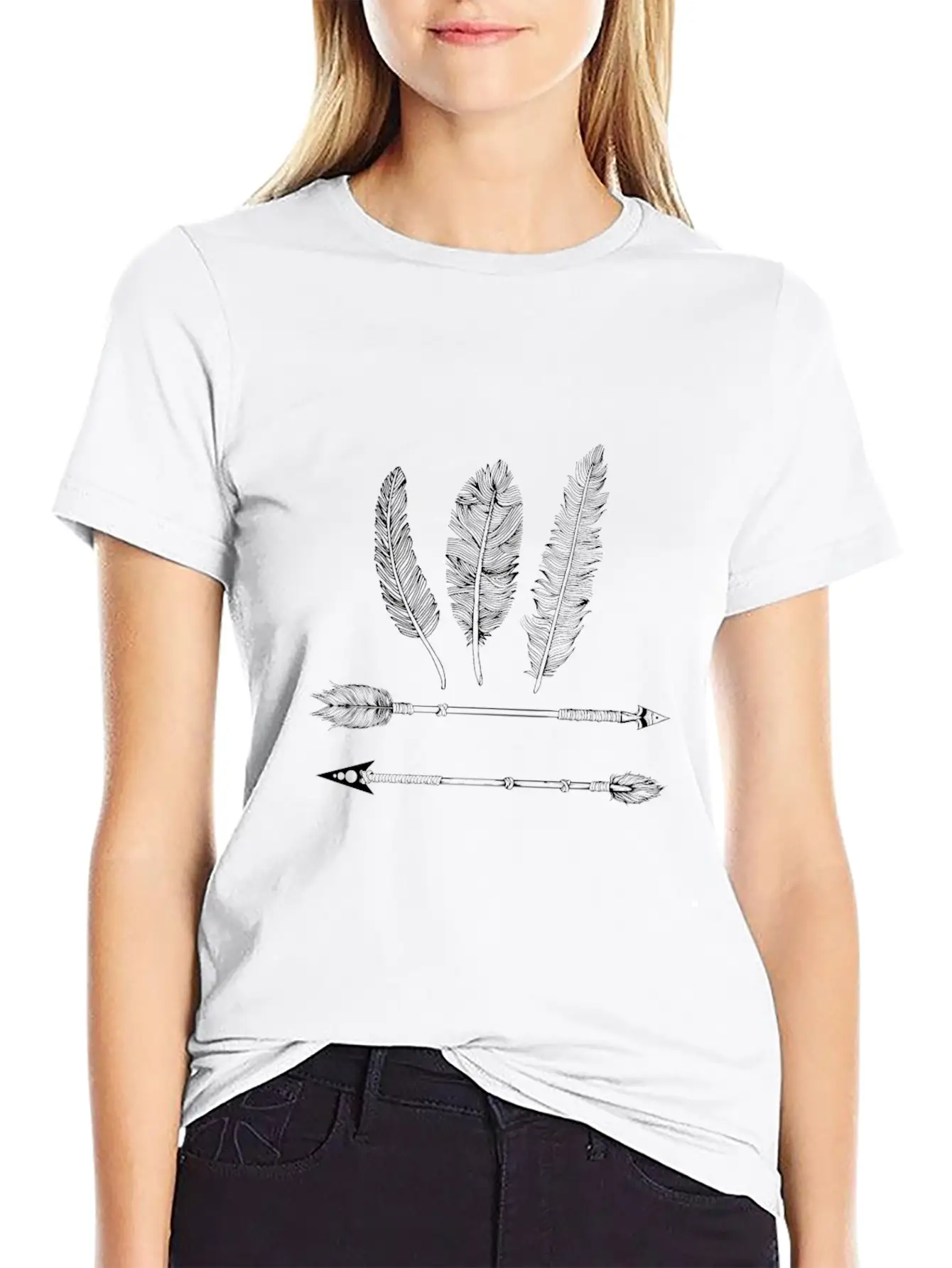 Native American Feather And Arrow Classic Fit Graphic Tee For Daily Comfort – Unisex Cotton Shirt