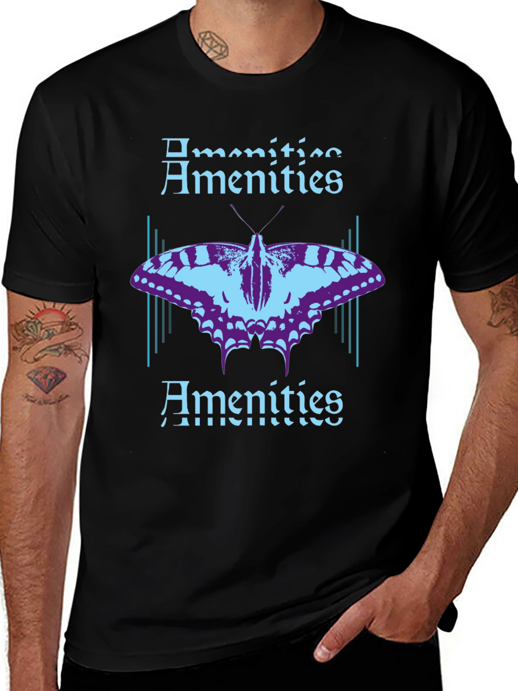 Amenities Butterfly Graphic T-Shirt - Black