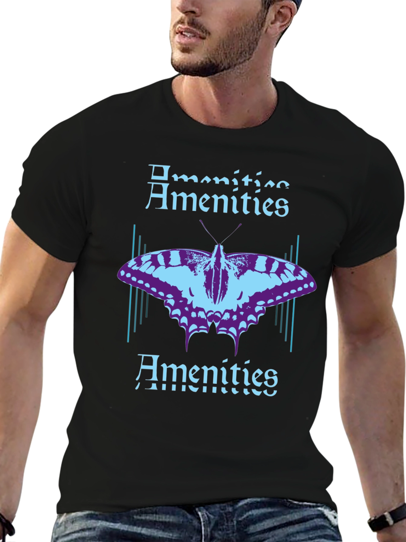 Amenities Butterfly Graphic T-Shirt - Black