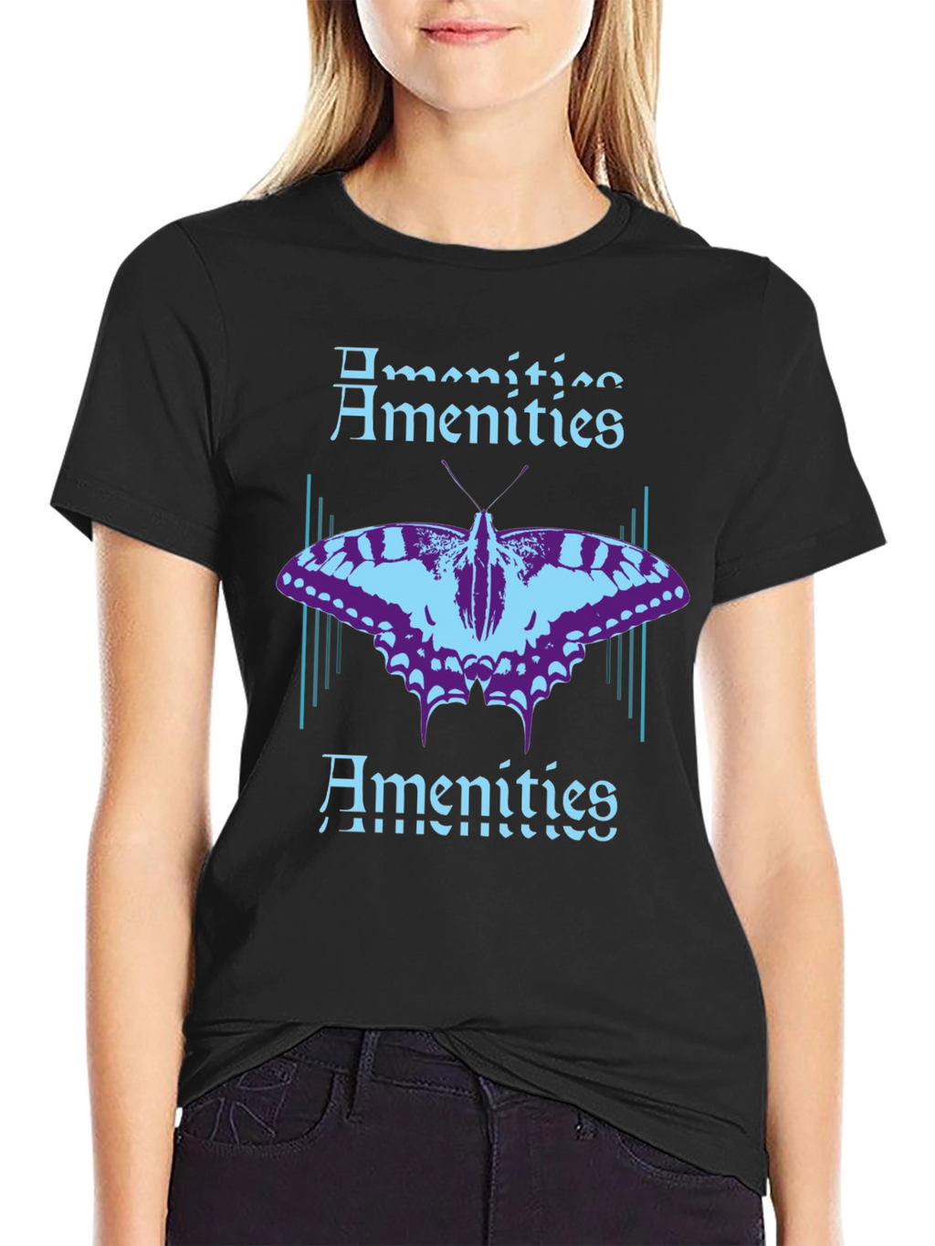 Amenities Butterfly Graphic T-Shirt - Black