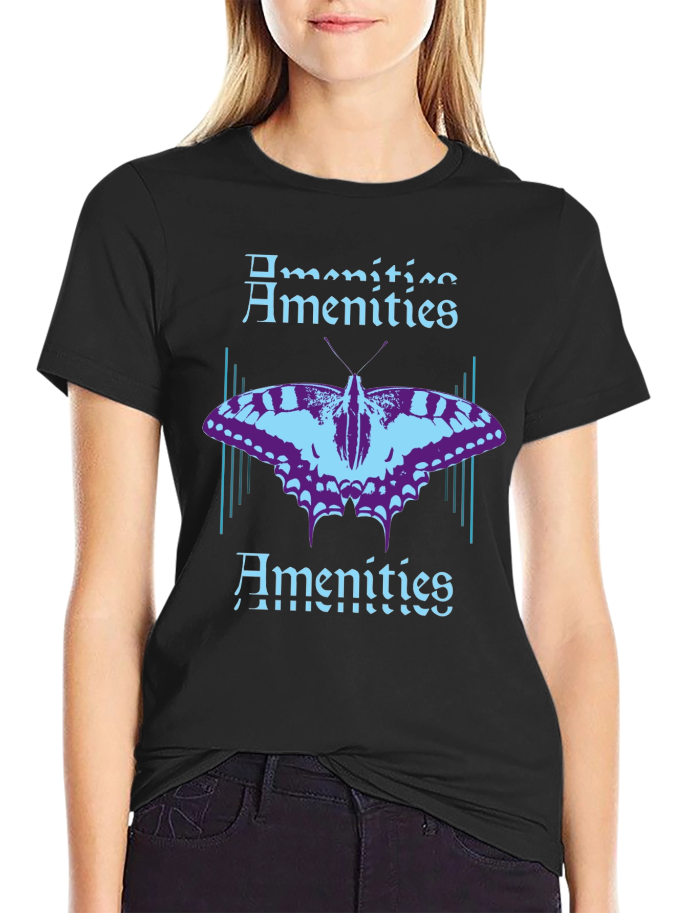 Amenities Butterfly Graphic T-Shirt - Black