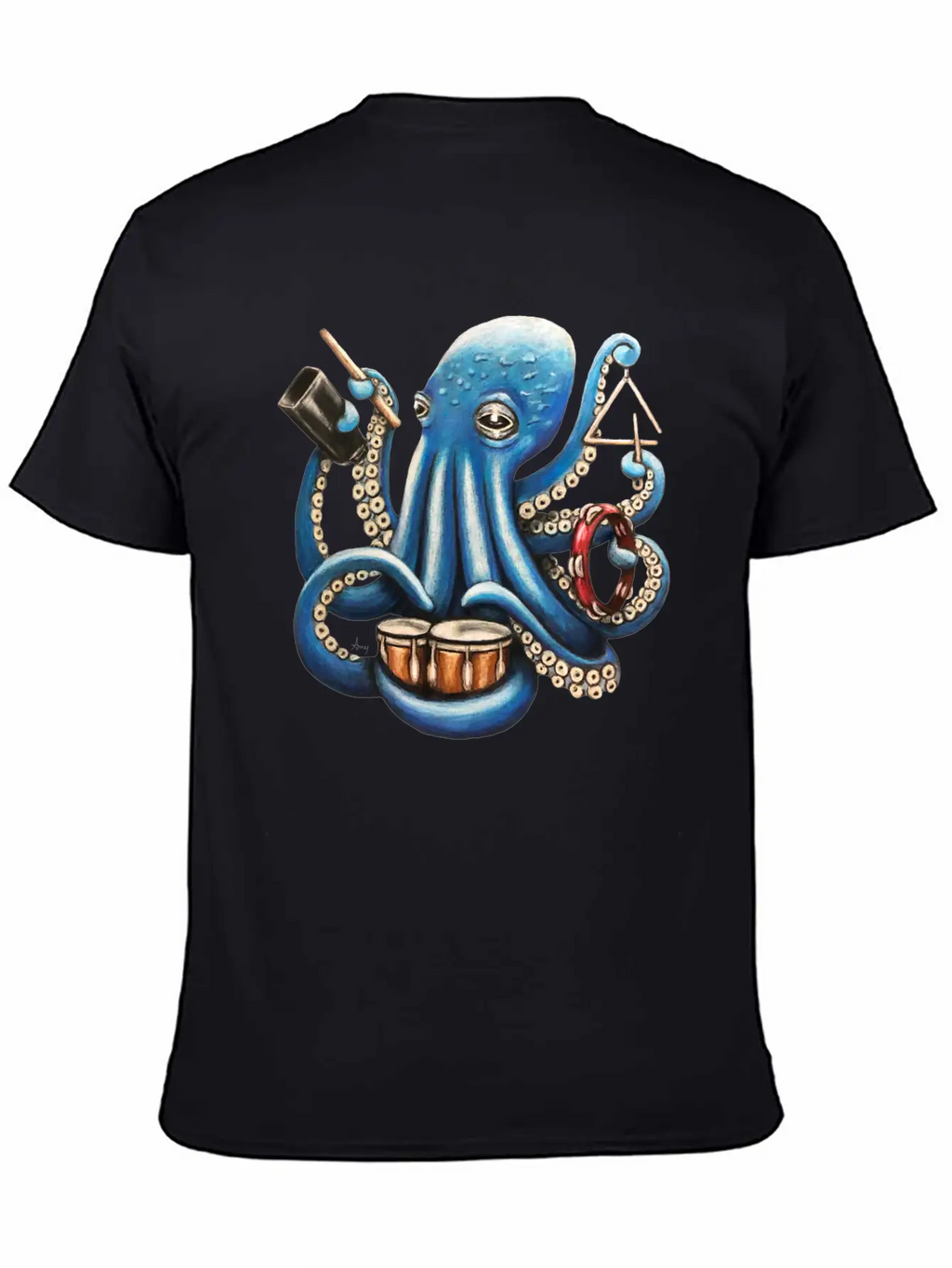 "Octo Rhythm" - Octopus Percussion Breathable Soft Cotton T-Shirt – Timeless Casual Look