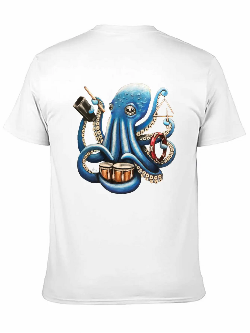 "Octo Rhythm" - Octopus Percussion Breathable Soft Cotton T-Shirt – Timeless Casual Look