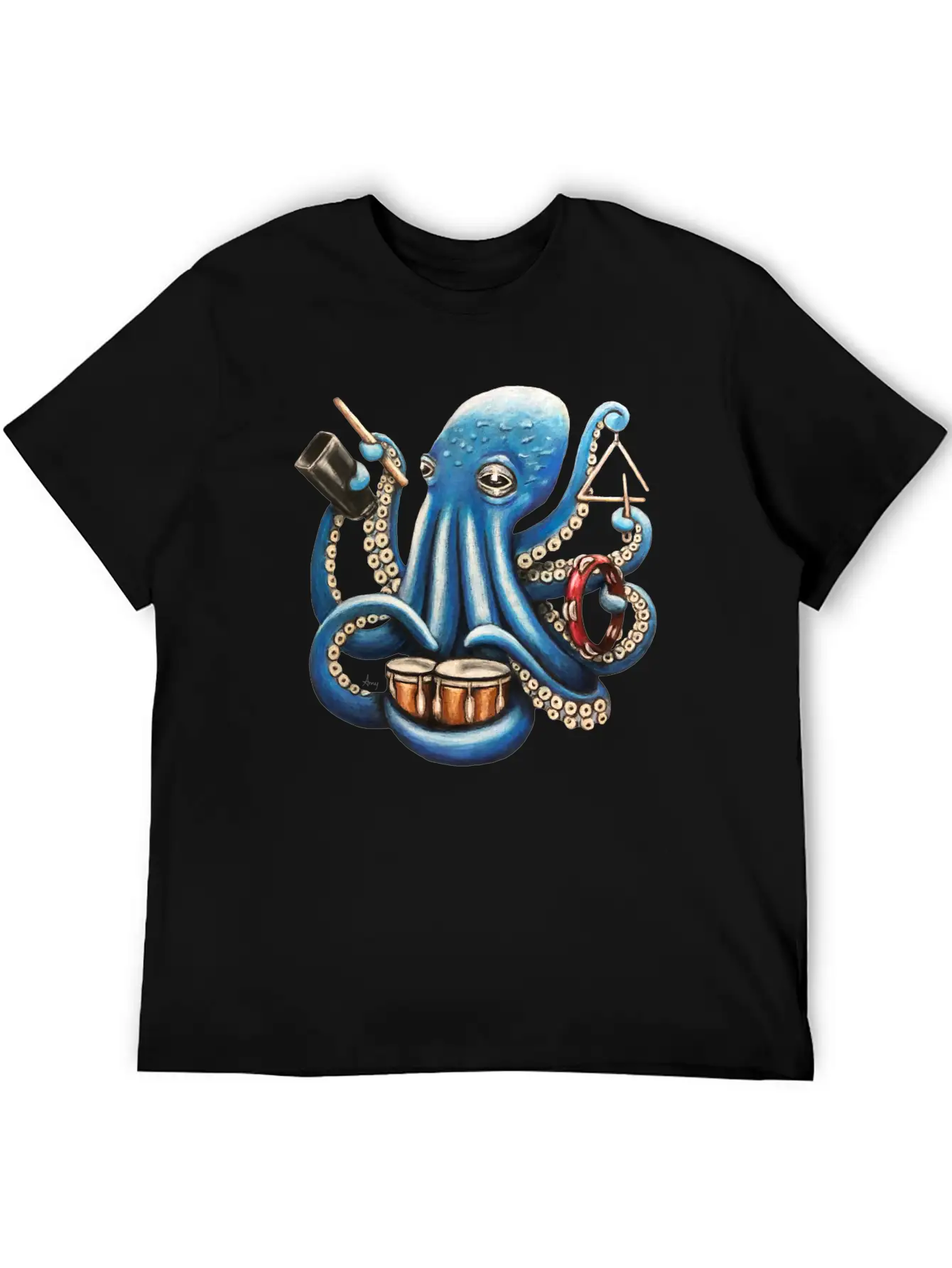 "Octo Rhythm" - Octopus Percussion Breathable Soft Cotton T-Shirt – Timeless Casual Look