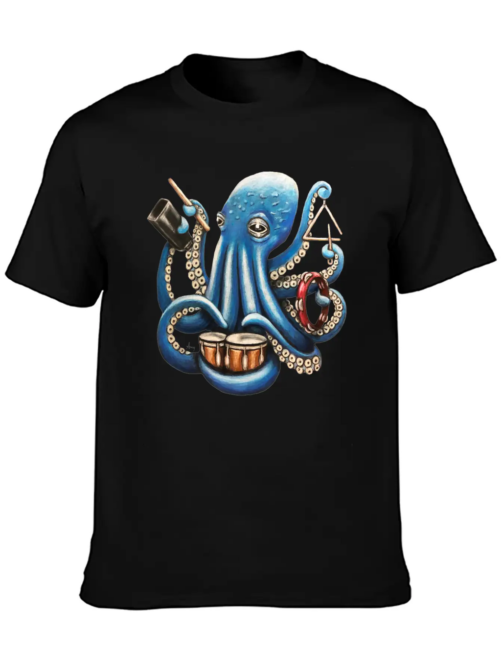 "Octo Rhythm" - Octopus Percussion Breathable Soft Cotton T-Shirt – Timeless Casual Look