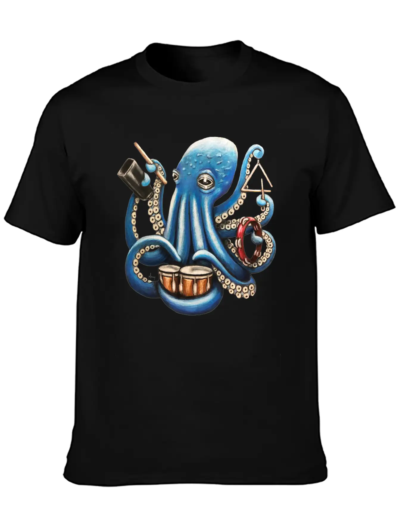 "Octo Rhythm" - Octopus Percussion Breathable Soft Cotton T-Shirt – Timeless Casual Look