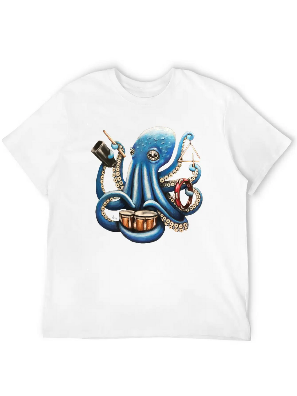 "Octo Rhythm" - Octopus Percussion Breathable Soft Cotton T-Shirt – Timeless Casual Look