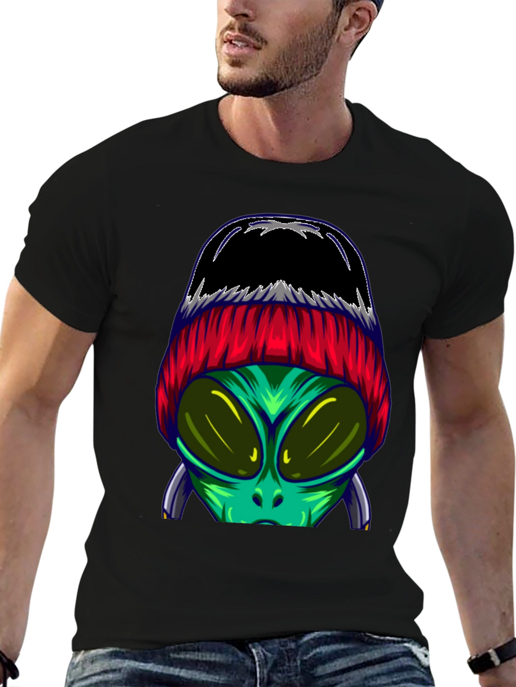 Alien Beanie T-Shirt - Cool Graphic Tee