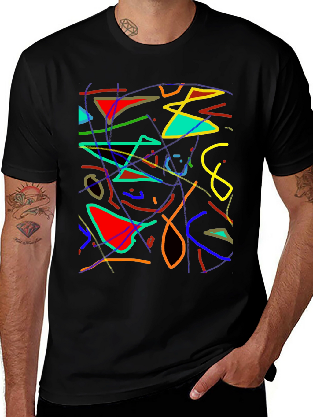 Abstract Art Graphic Print Black T-Shirt