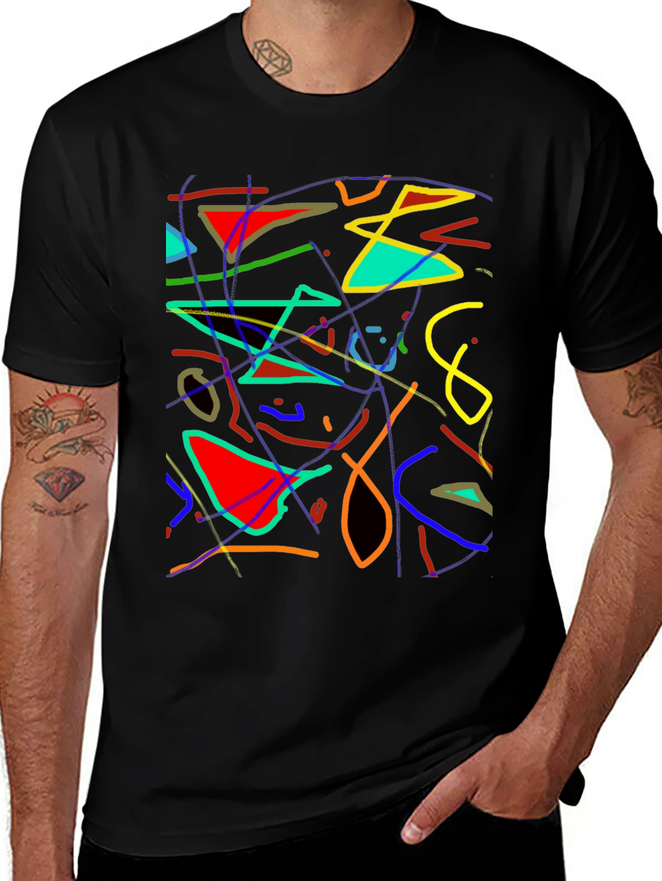 Abstract Art Graphic Print Black T-Shirt