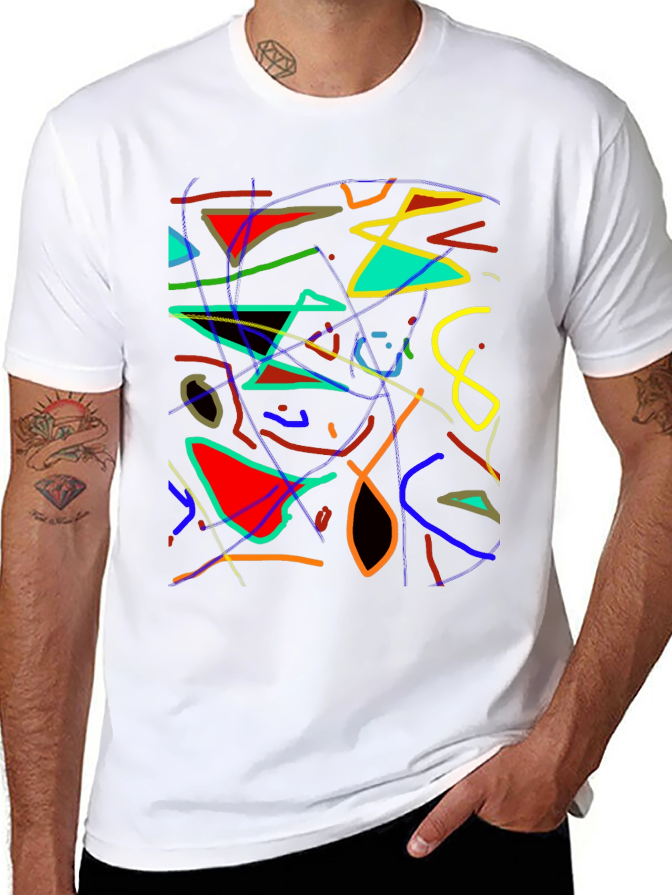 Abstract Art Graphic Print Black T-Shirt