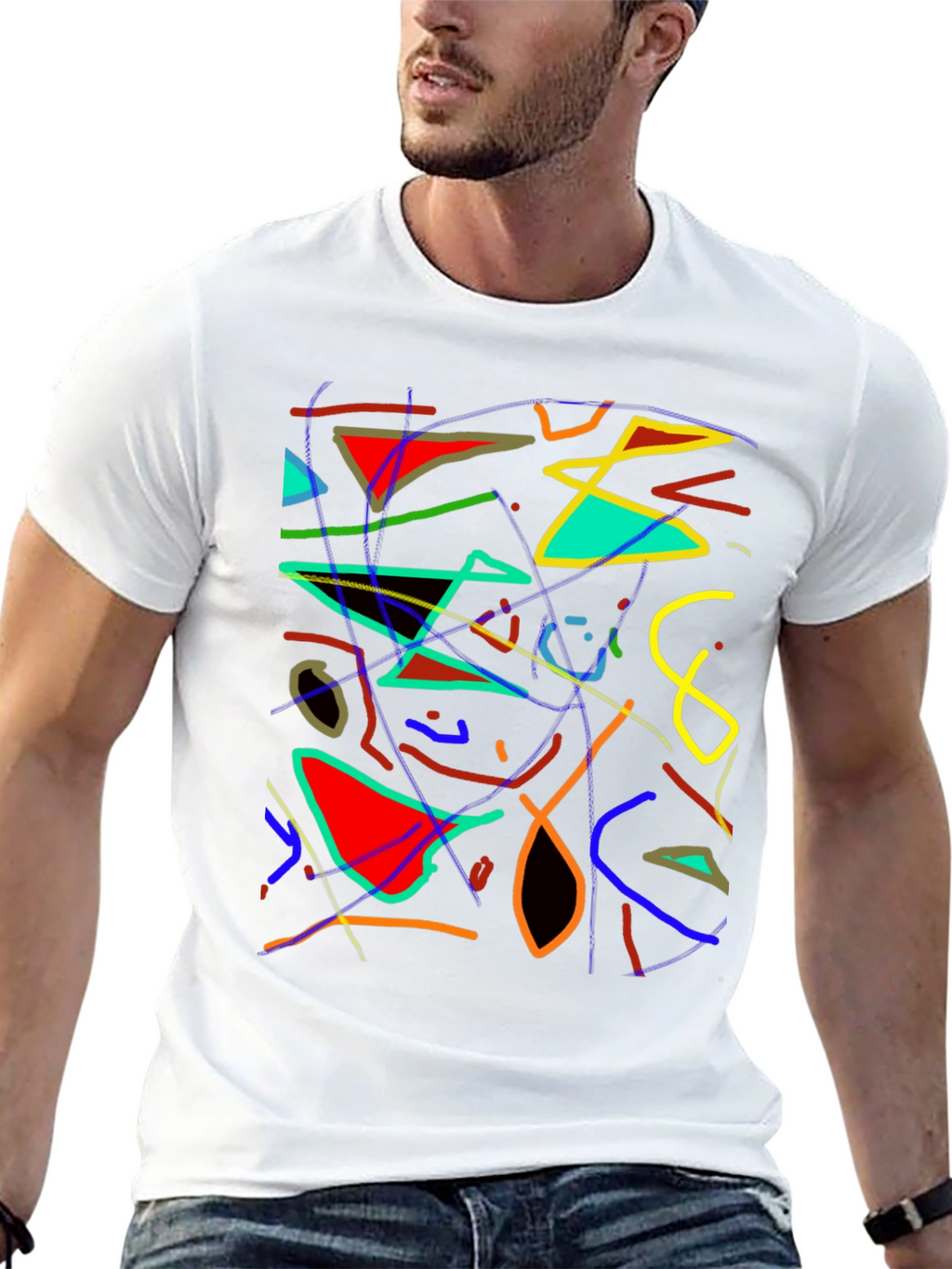 Abstract Art Graphic Print Black T-Shirt