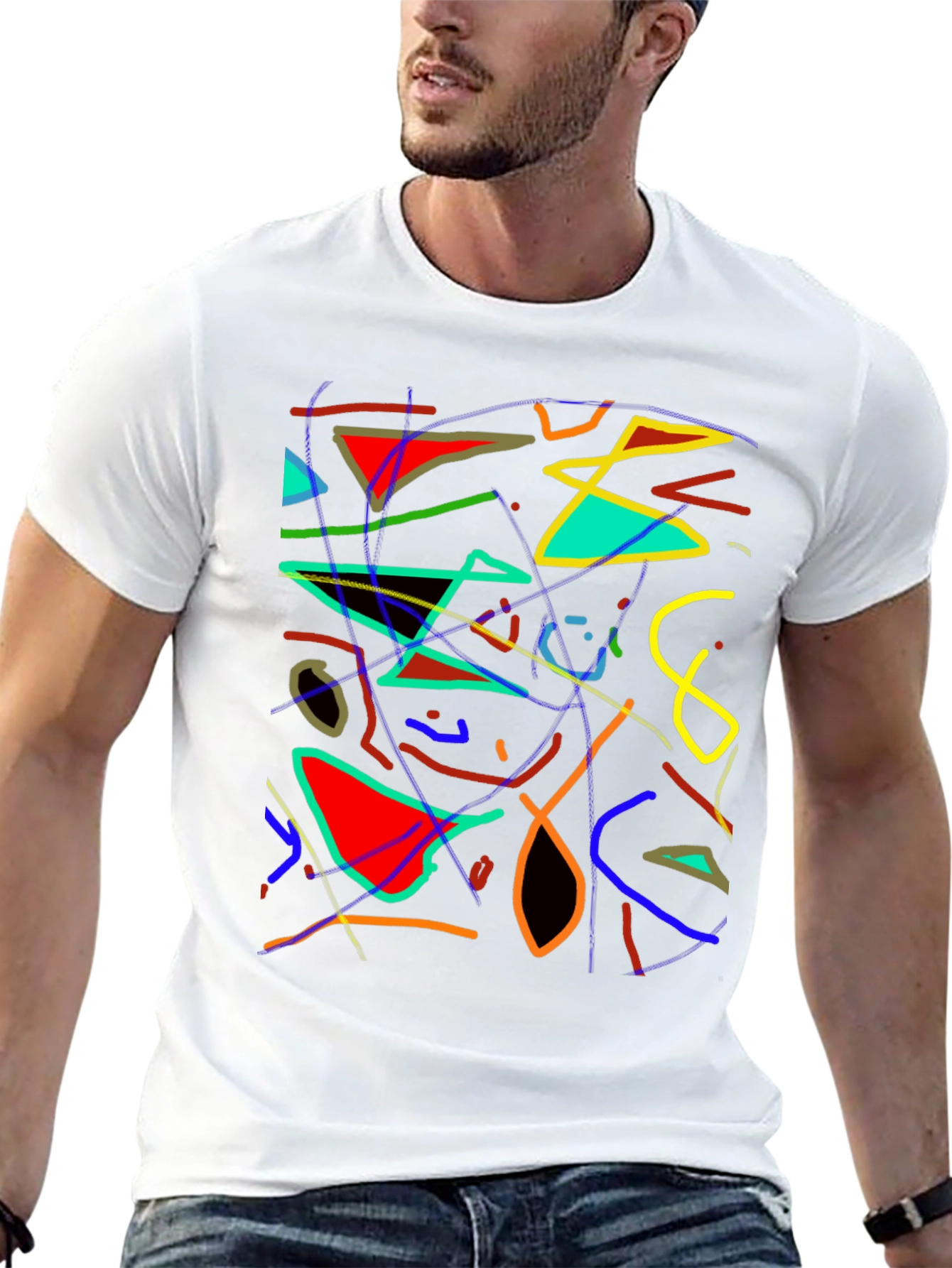 Abstract Art Graphic Print Black T-Shirt
