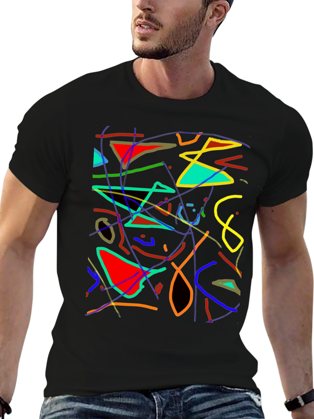 Abstract Art Graphic Print Black T-Shirt
