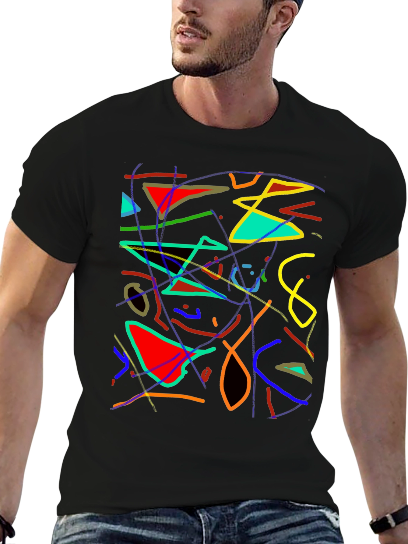 Abstract Art Graphic Print Black T-Shirt