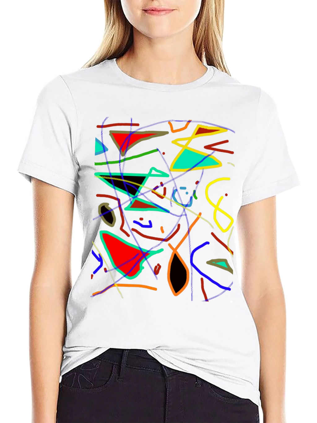 Abstract Art Graphic Print Black T-Shirt