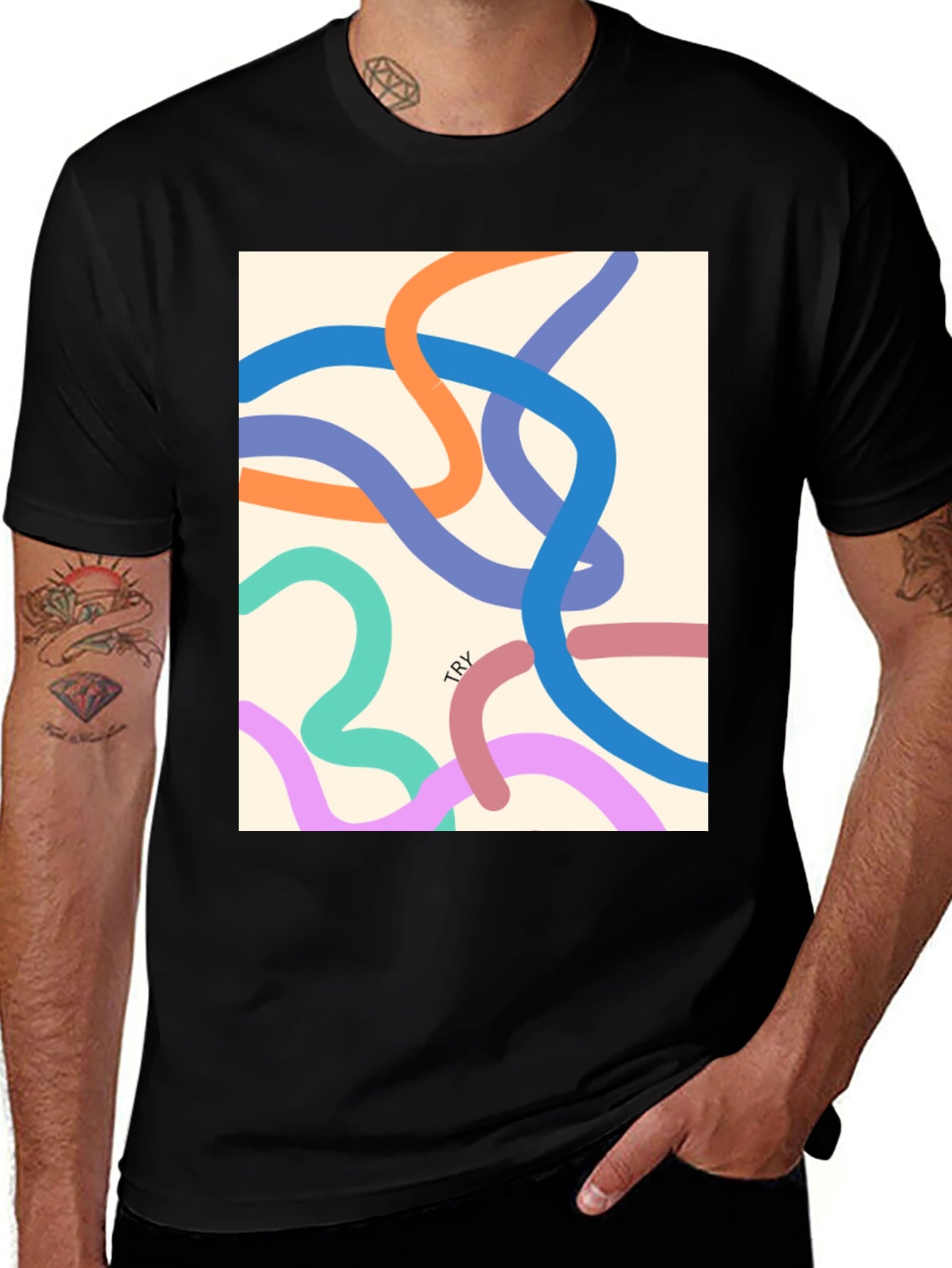 Abstract Line Art Graphic Tee - Modern Casual Style