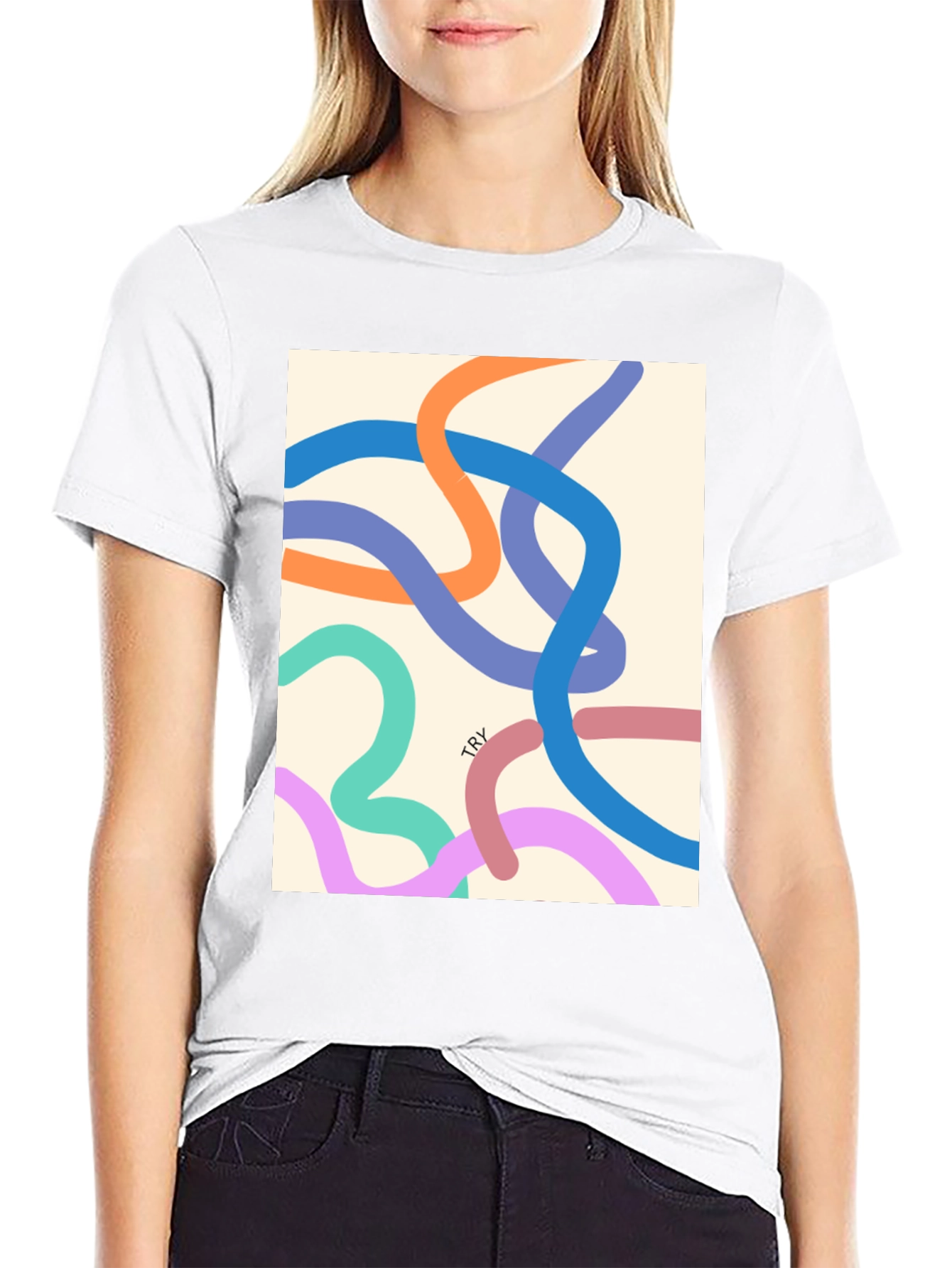 Abstract Line Art Graphic Tee - Modern Casual Style