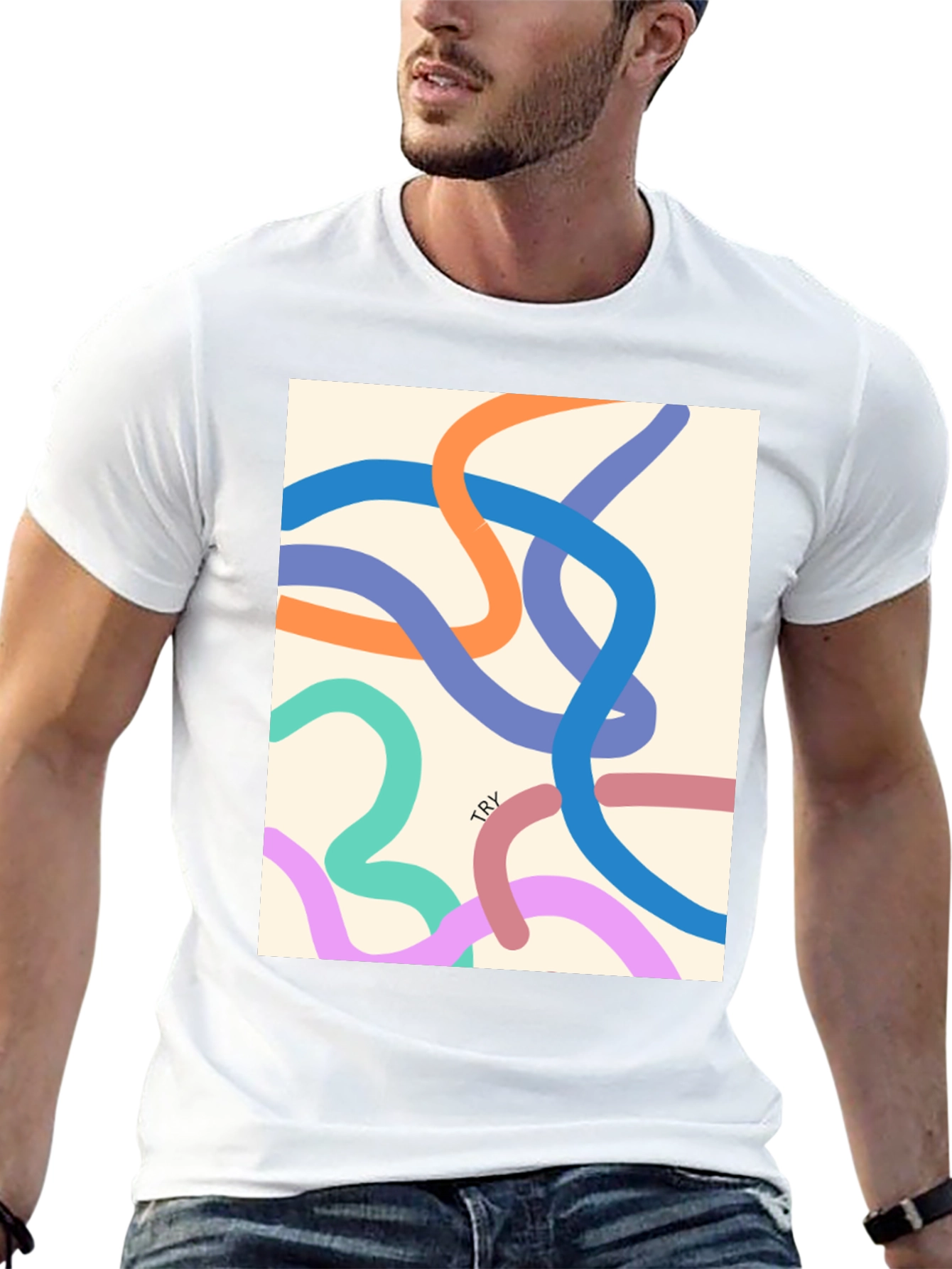 Abstract Line Art Graphic Tee - Modern Casual Style