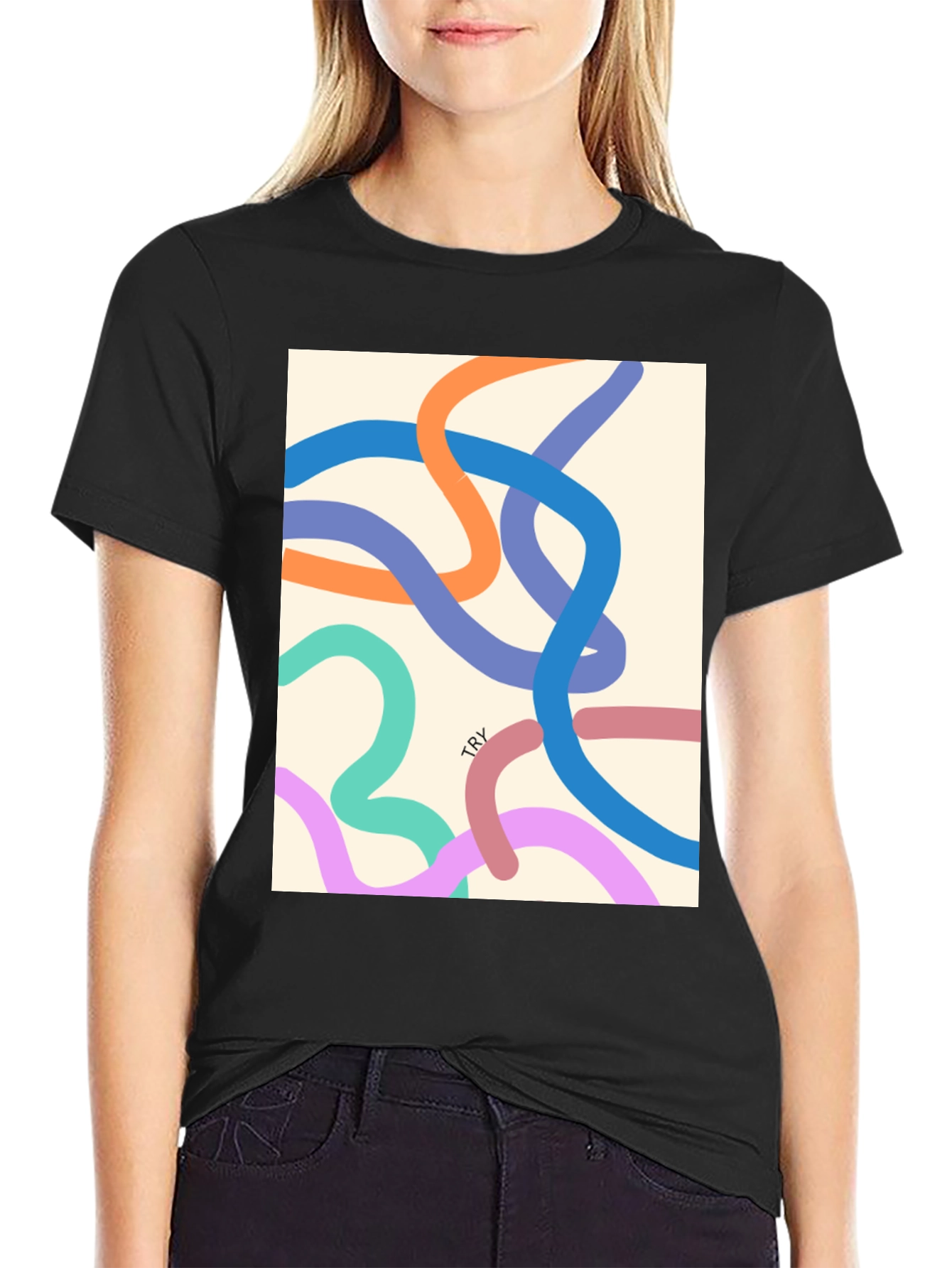 Abstract Line Art Graphic Tee - Modern Casual Style