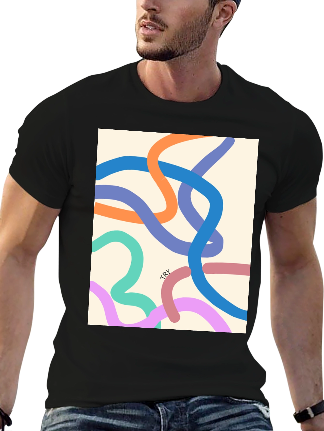 Abstract Line Art Graphic Tee - Modern Casual Style