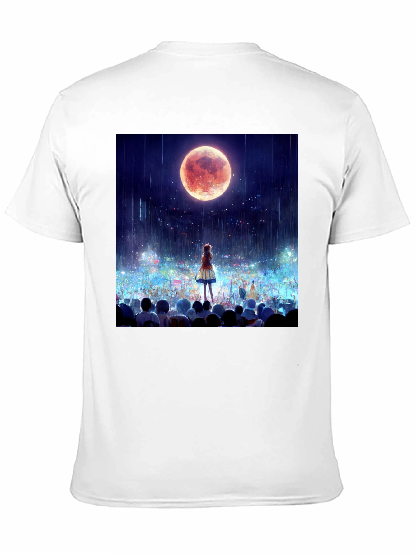 Anime Moon Crowd Graphic Tee - Black