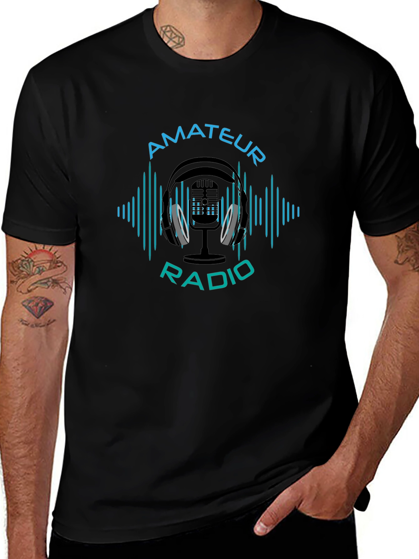 Amateur Radio Graphic Tee - Black Cotton T-Shirt