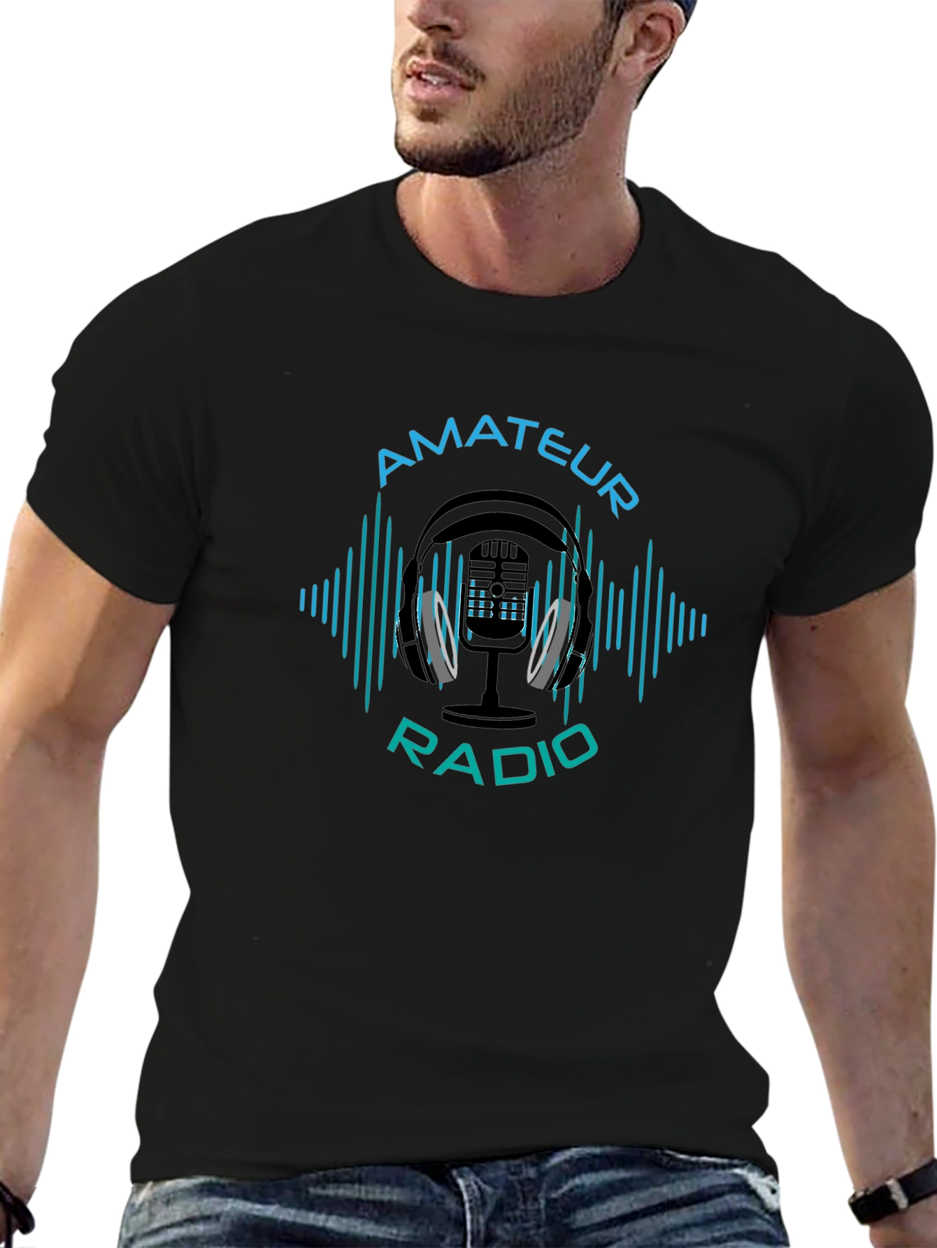 Amateur Radio Graphic Tee - Black Cotton T-Shirt